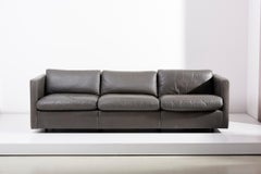 Knoll Charles Pfister Sofa Set in Grey Leather, USA, 1970s in Gray