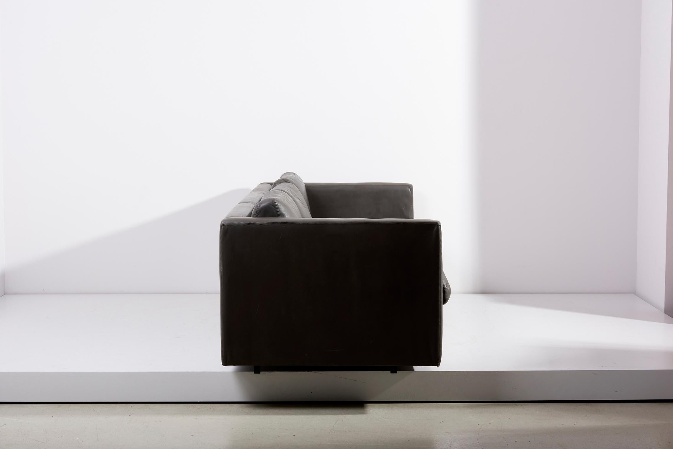 Knoll Charles Pfister Sofa-Set aus grauem Leder, USA, 1970er Jahre in Grau (amerikanisch) im Angebot