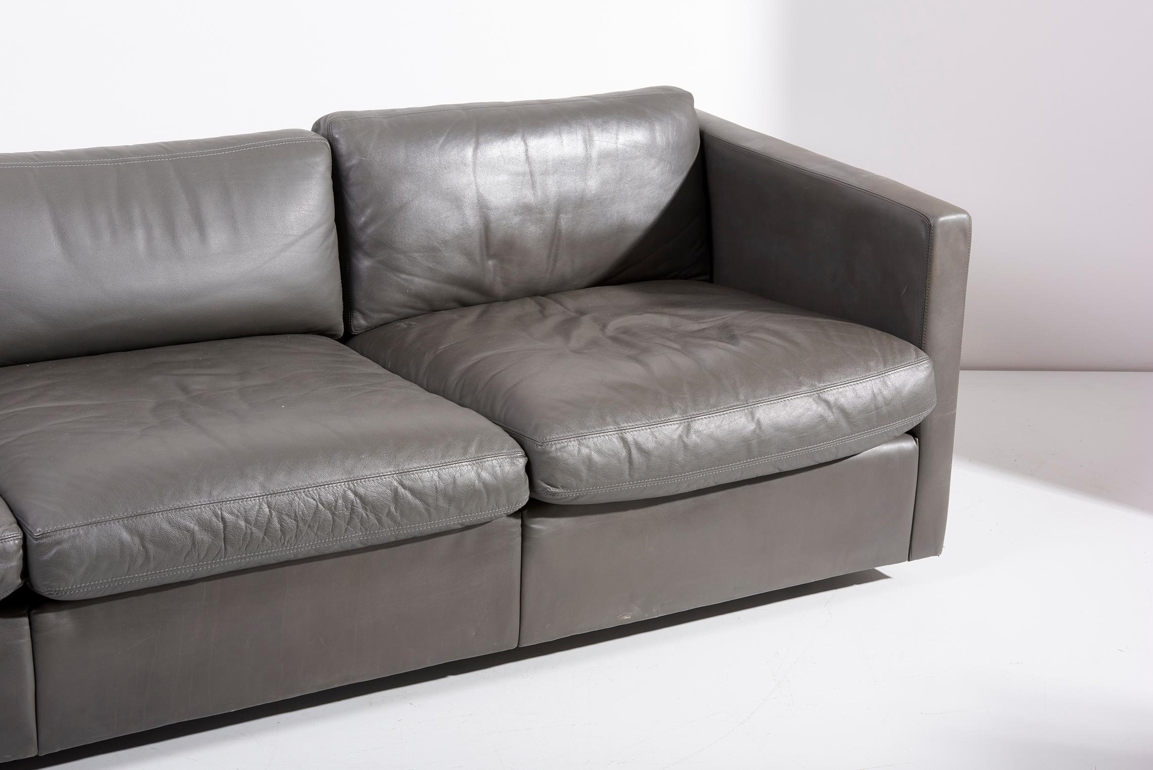 Knoll Charles Pfister Sofa-Set aus grauem Leder, USA, 1970er Jahre in Grau (Ende des 20. Jahrhunderts) im Angebot