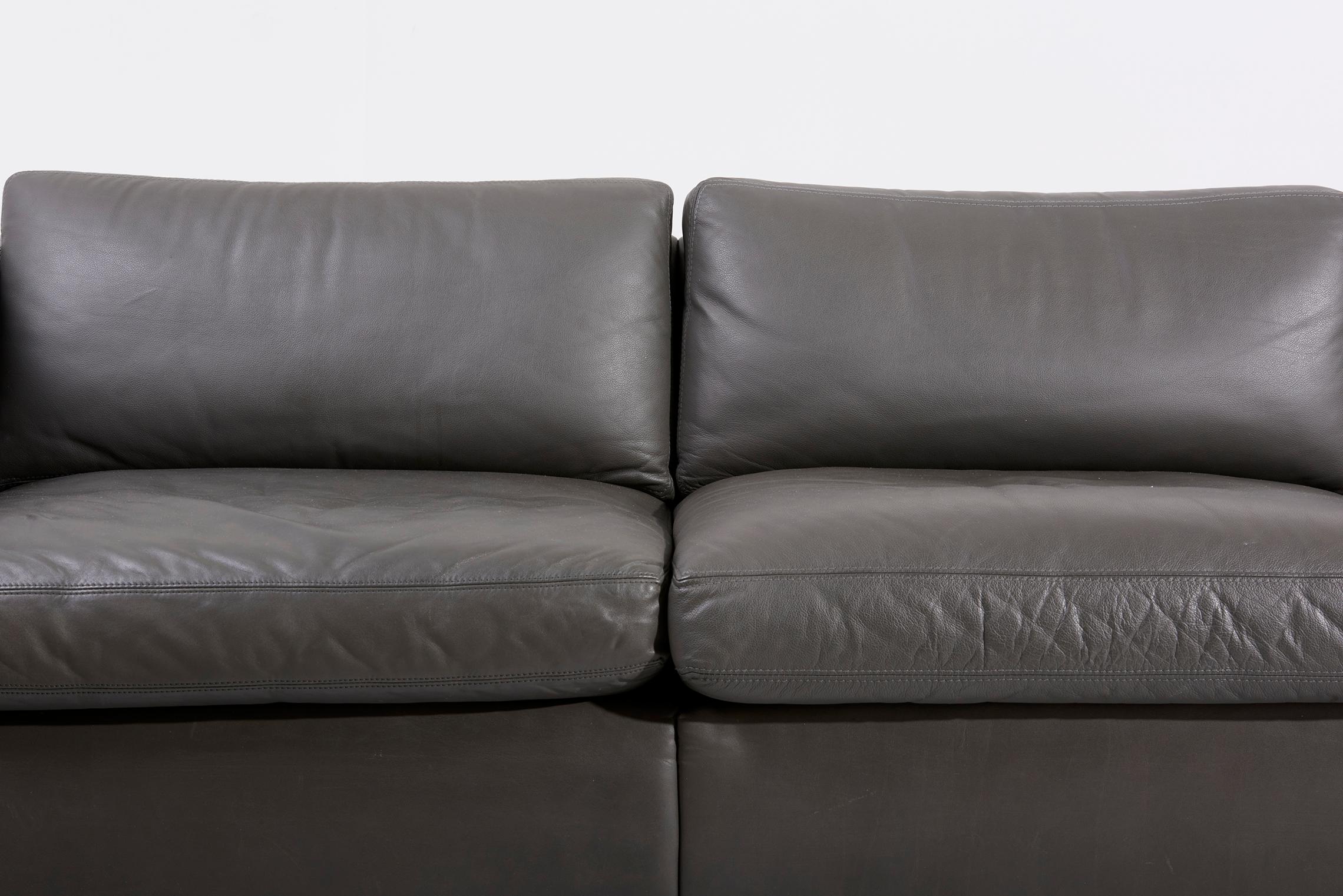 Knoll Charles Pfister Sofa-Set aus grauem Leder, USA, 1970er Jahre in Grau im Angebot 1