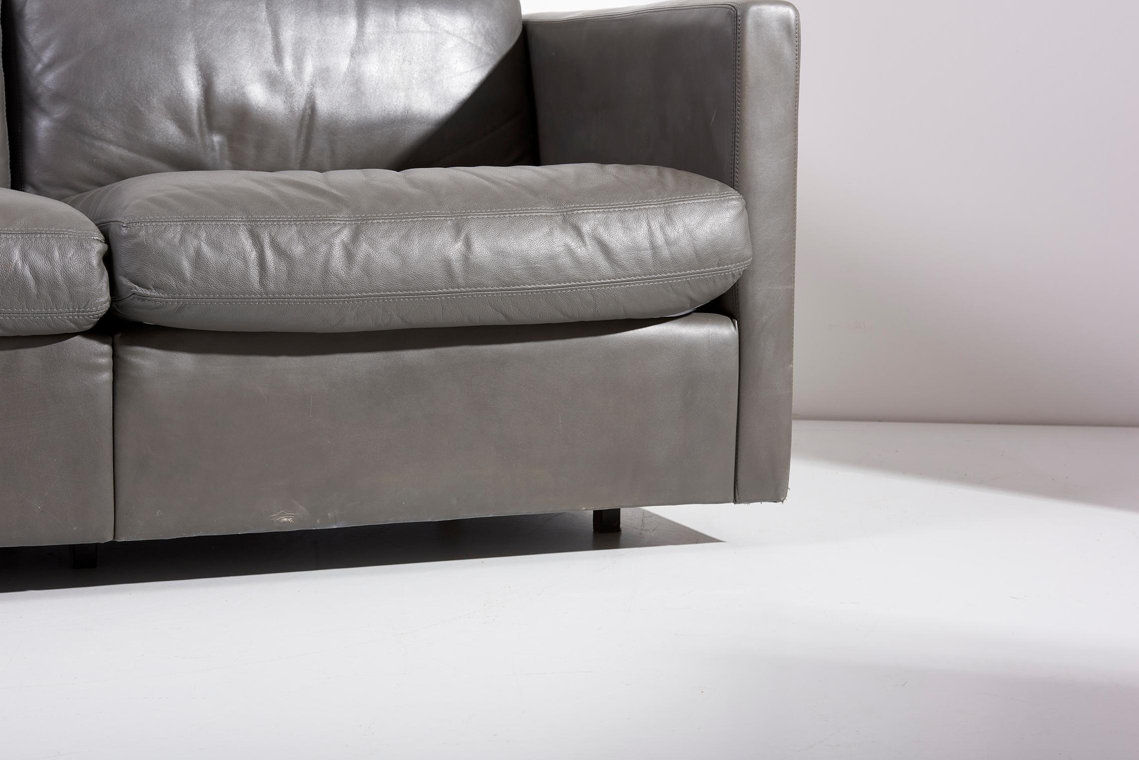 Knoll Charles Pfister Sofa-Set aus grauem Leder, USA, 1970er Jahre in Grau im Angebot 2