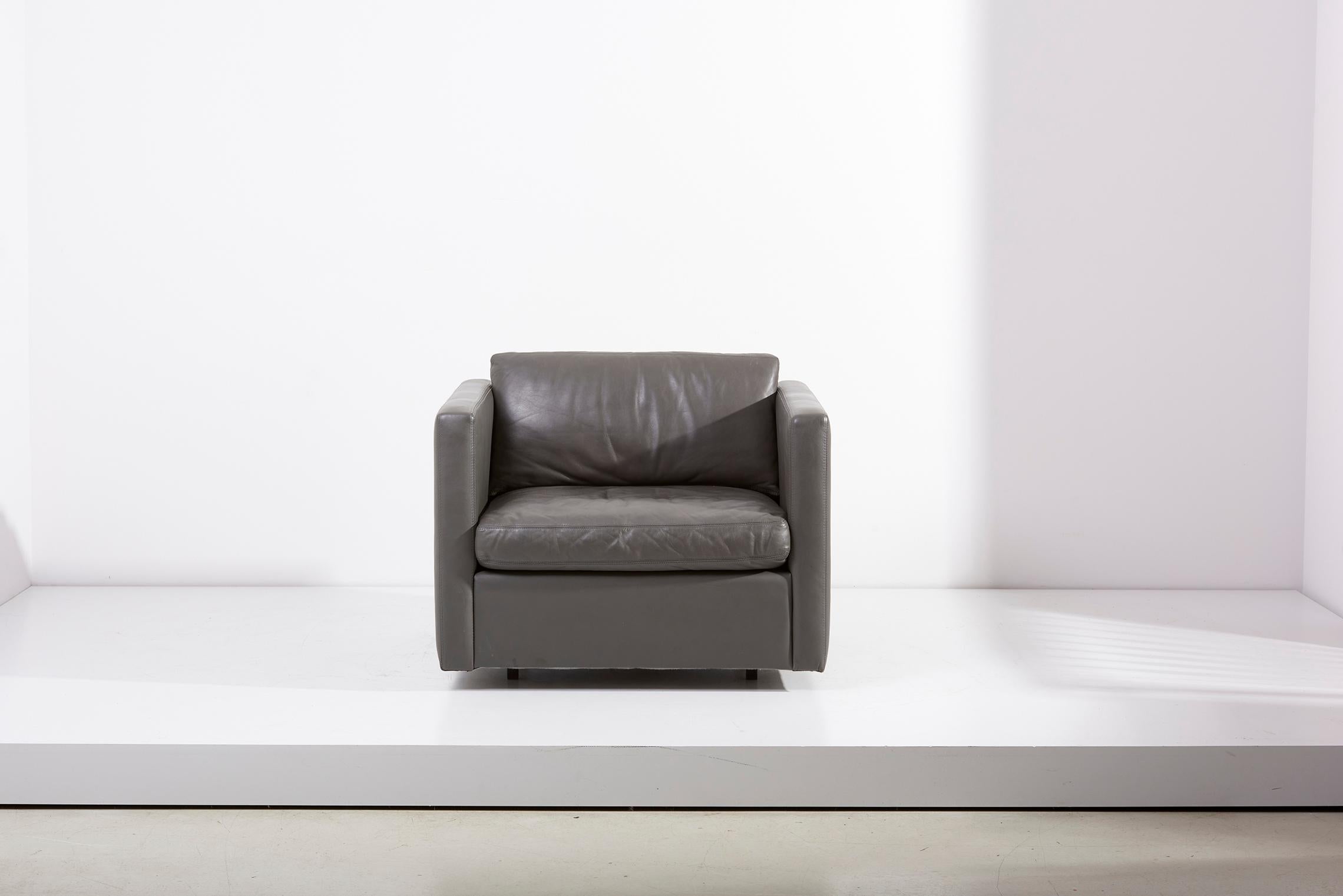 Knoll Charles Pfister Sofa-Set aus grauem Leder, USA, 1970er Jahre in Grau im Angebot 3