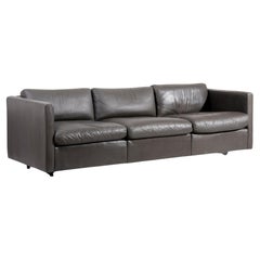 Knoll Charles Pfister Sofa Set in Grey Leather, USA, 1970s in Gray