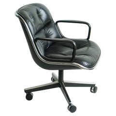 Knoll Charles Pollock Executive Desk Chairs in Black Leather