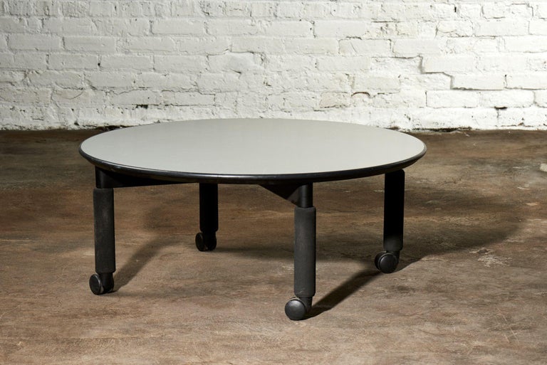 Post-Modern Knoll Coffee Table Black Rubber and Aluminum by Brian Kane, 1980 For Sale