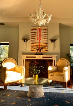 Unique White Knoll Glass Top Coffee Table