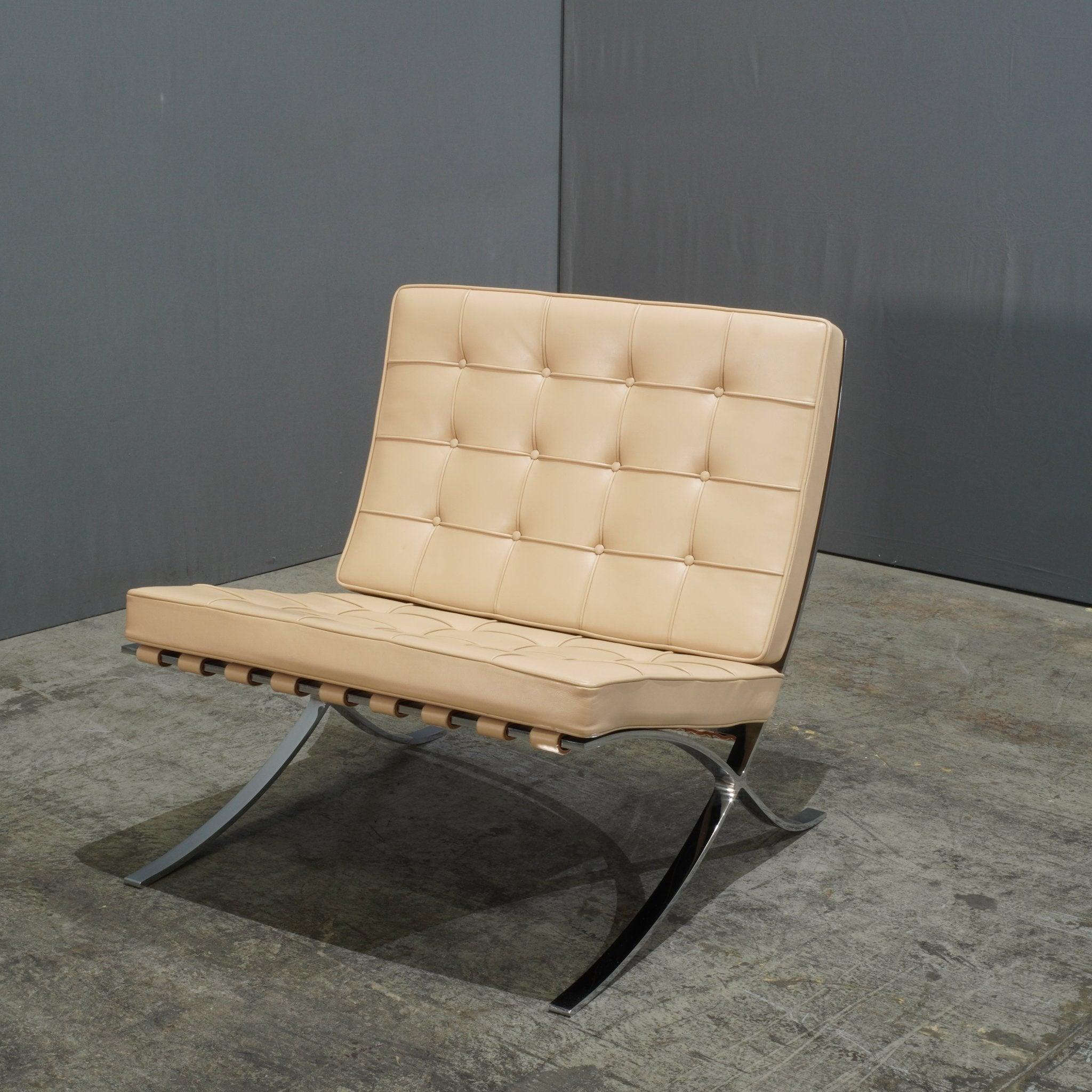 Knoll Cream Leather Barcelona Lounge Chair by Mies van der Rohe 1