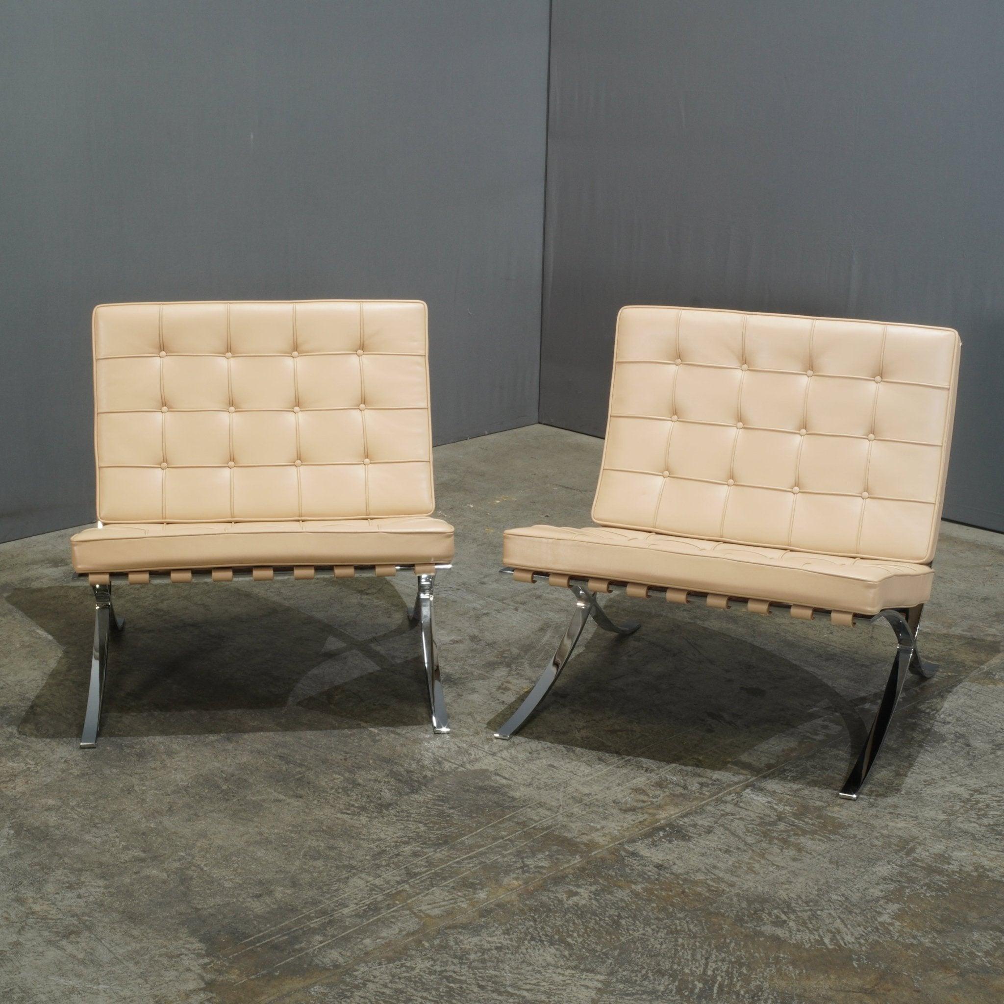 Knoll Cream Leather Barcelona Lounge Chair by Mies van der Rohe 2