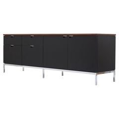 Knoll Black Executive Credenza with Rosewood Top