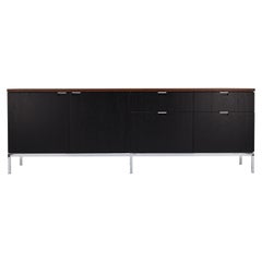 Knoll Black Executive Credenza with Rosewood Top