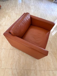 Knoll Cube Lounge Chair by Charles Pfister 1971 Original Sabrina Leather, #1