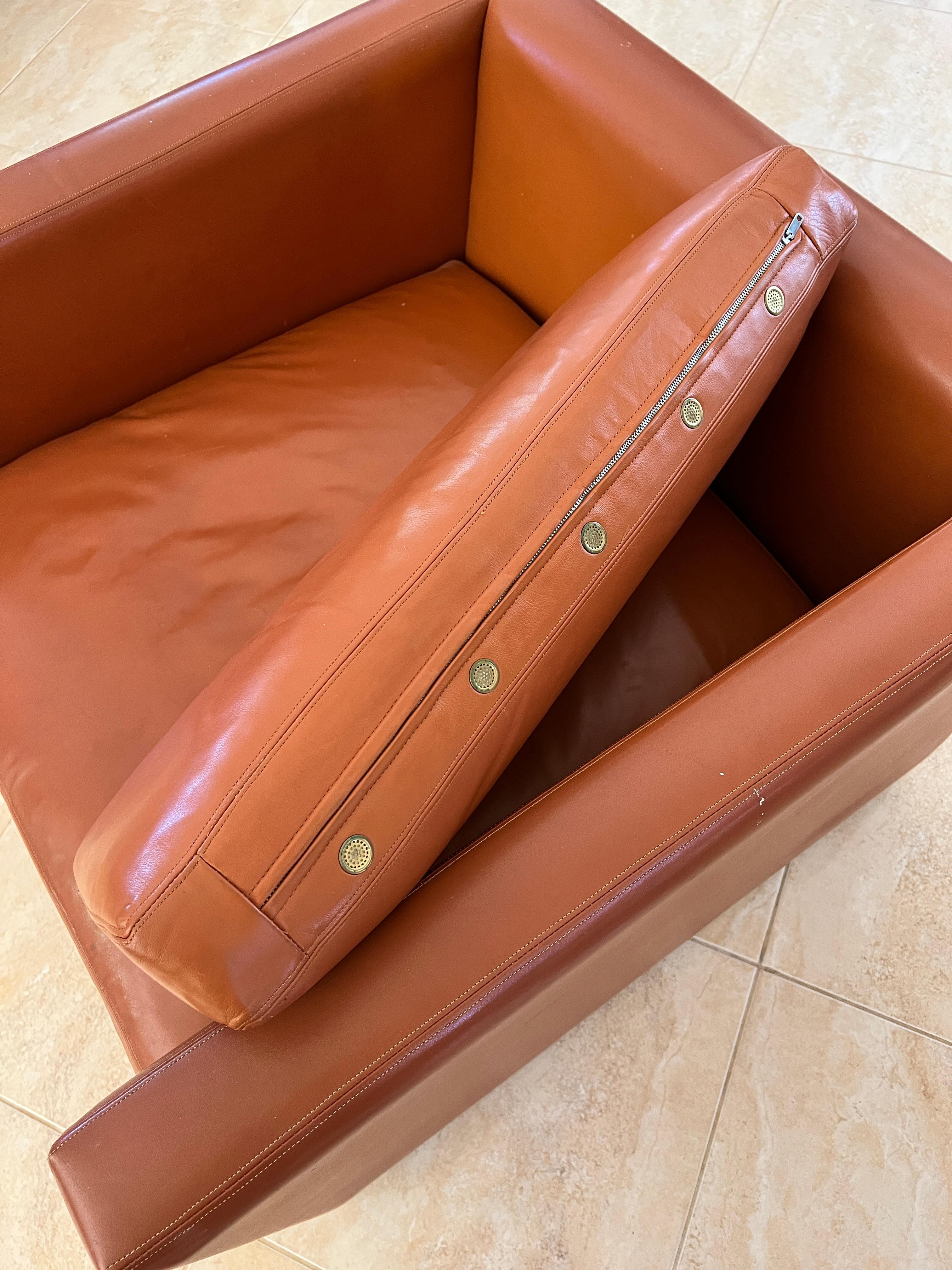 Knoll Cube Lounge Chair by Charles Pfister 1971 Original Sabrina Leather, #1 In Good Condition For Sale In Brenham, TX