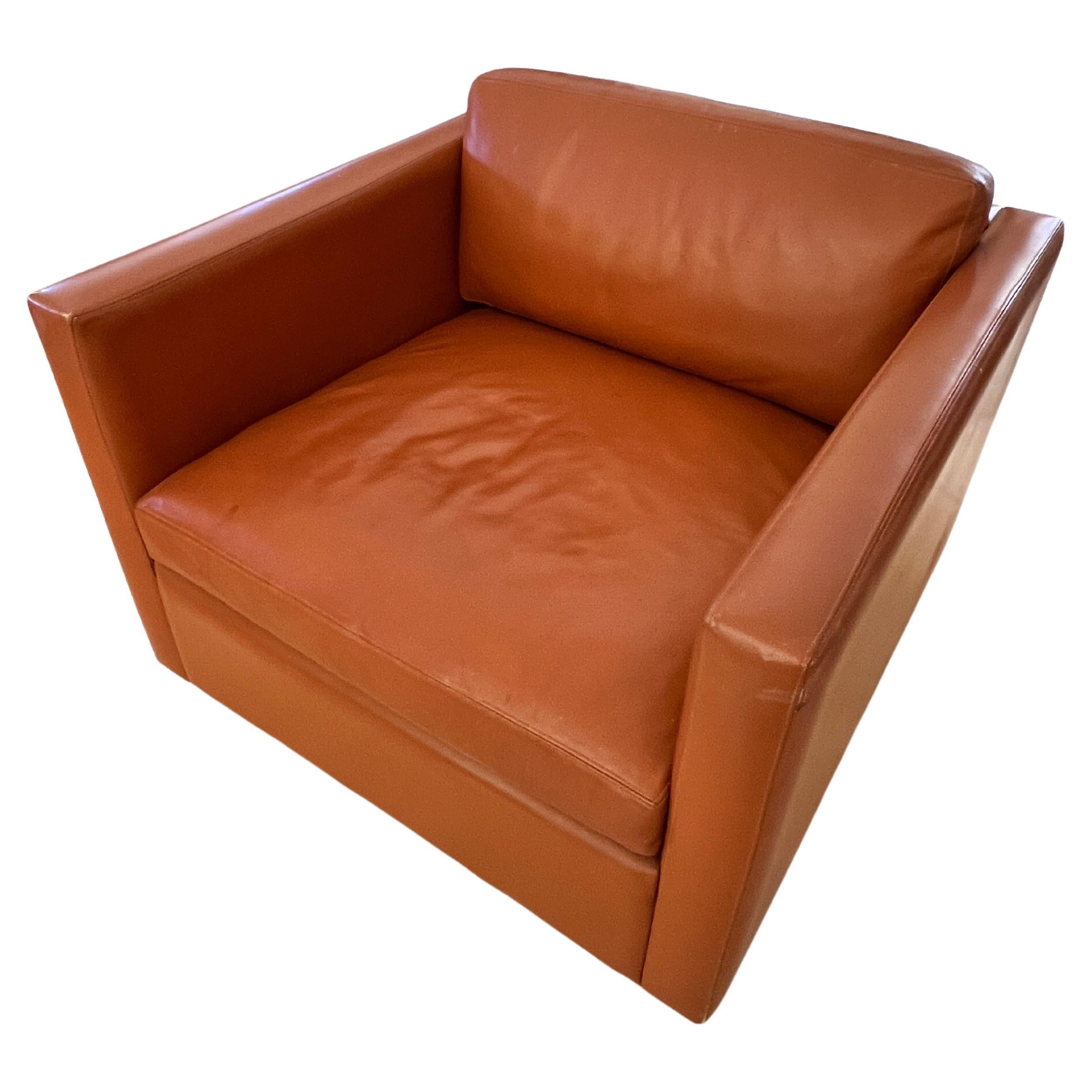 Knoll Cube Lounge Chair by Charles Pfister 1971 Original Sabrina Leather, #1 For Sale