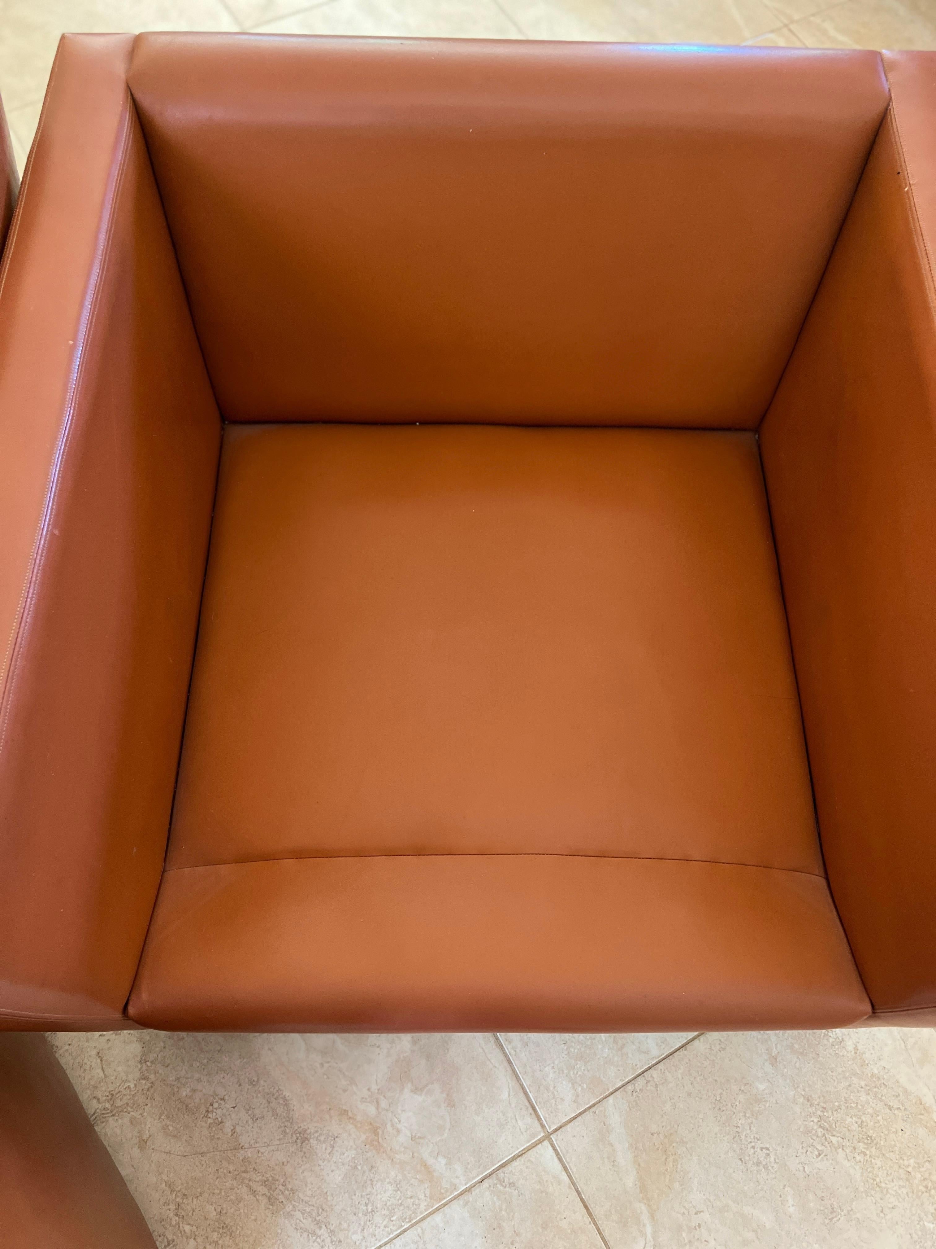 Knoll Cube Lounge Chair by Charles Pfister 1971 Original Sabrina Leather, #2 For Sale 3