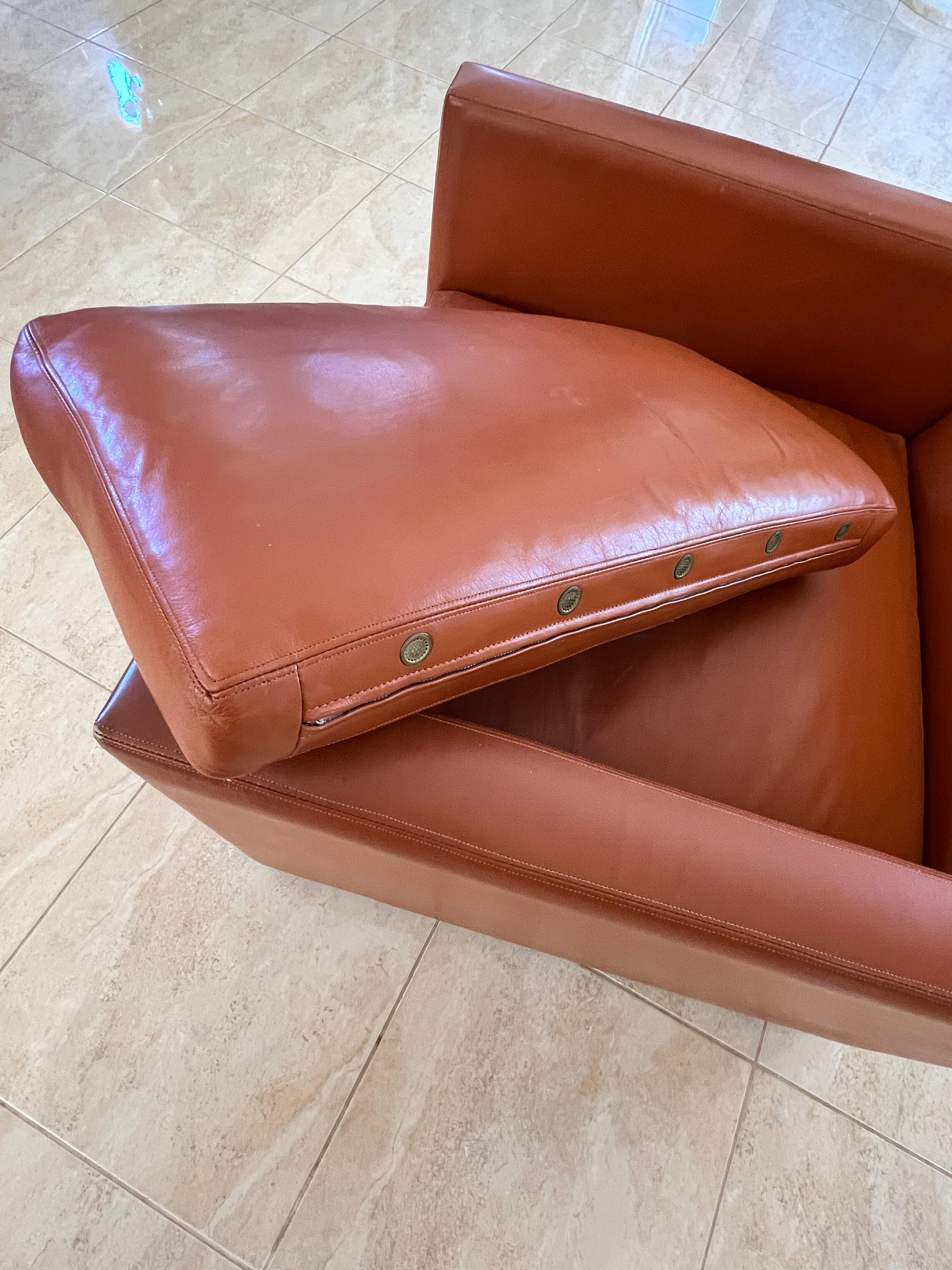 Knoll Cube Lounge Chair by Charles Pfister 1971 Original Sabrina Leather, #2 For Sale 11
