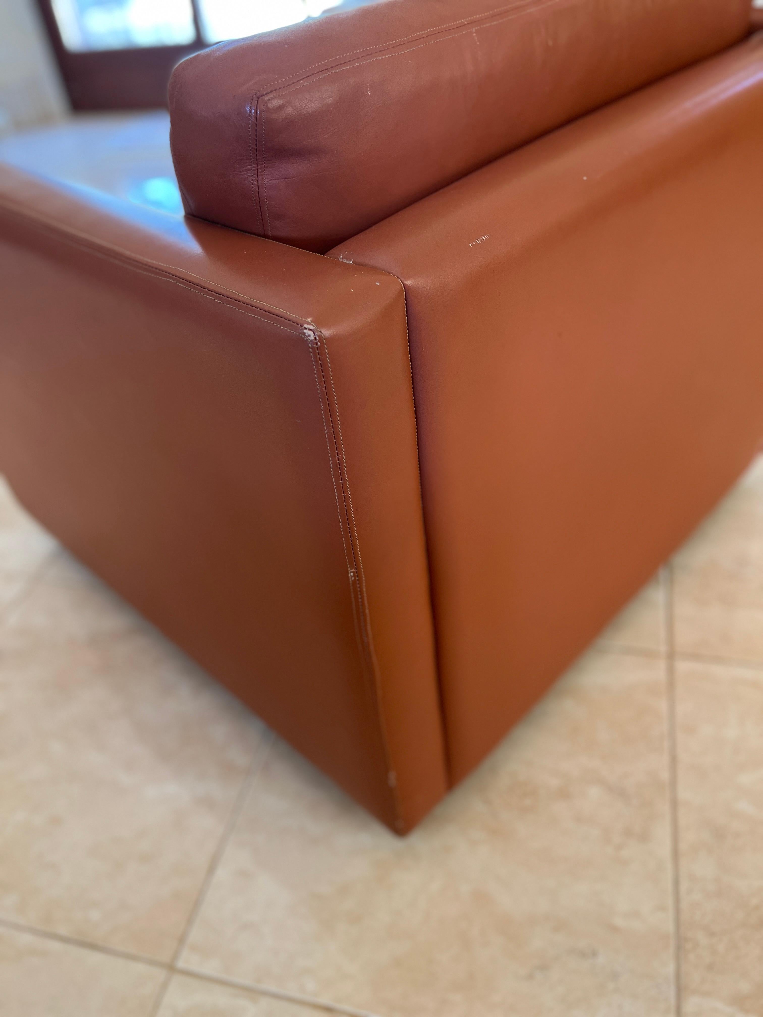 Knoll Cube Lounge Chair by Charles Pfister 1971 Original Sabrina Leather, #2 In Good Condition For Sale In Brenham, TX