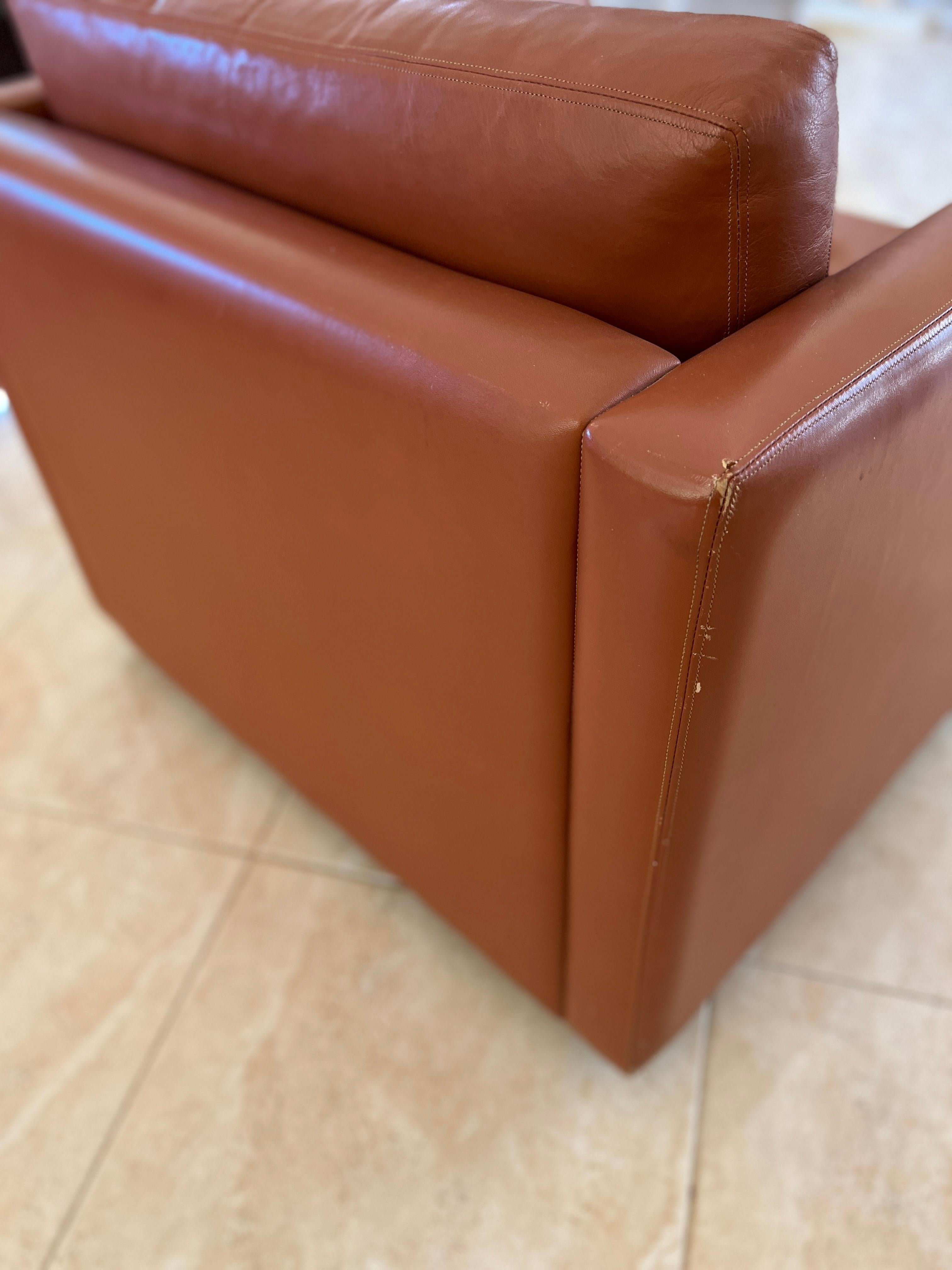 20th Century Knoll Cube Lounge Chair by Charles Pfister 1971 Original Sabrina Leather, #2 For Sale