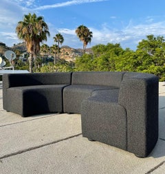 Knoll Curved Modular Sofa in Charcoal Wool Boucle
