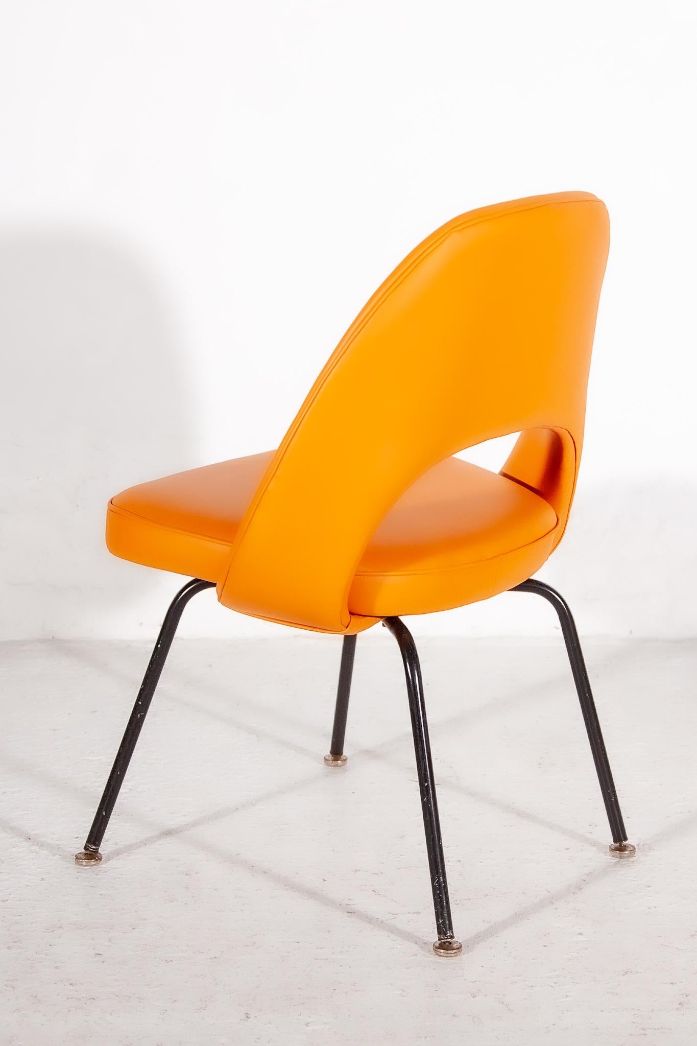 Knoll Designed Comfortable Cognacfarbene Leder-Ess-/Büro-/Büro-Sessel (Metall) im Angebot