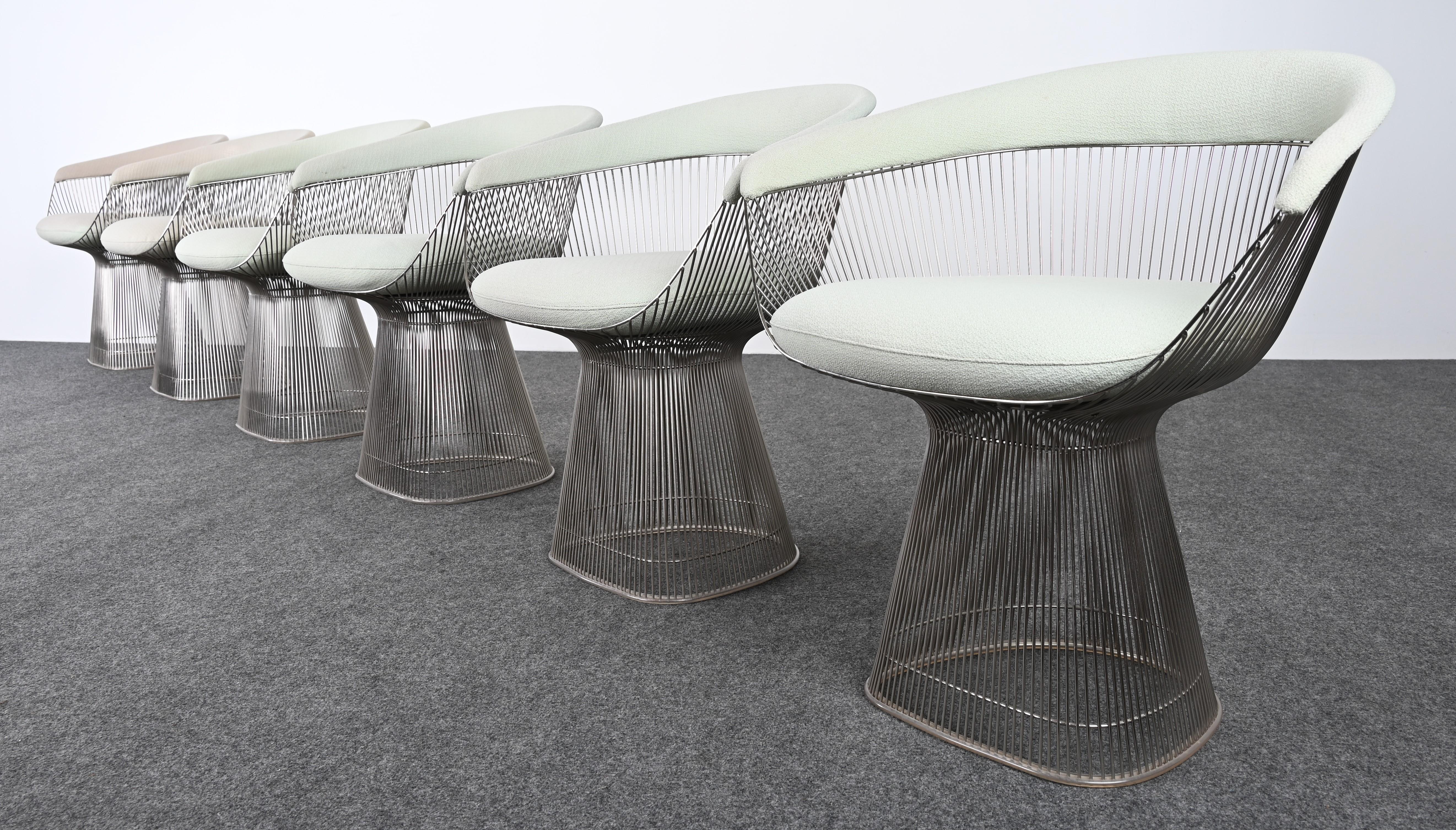 Mid-Century Modern Set of Six Dining Chairs Designed by Warren Platner for Knoll, 20th Century For Sale