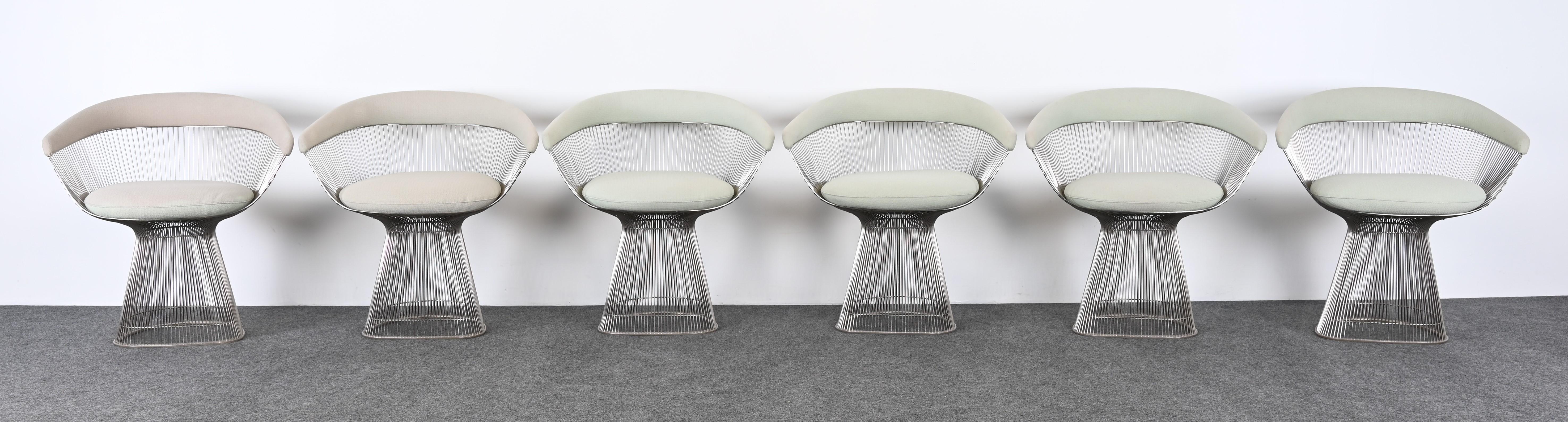 Italian Set of Six Dining Chairs Designed by Warren Platner for Knoll, 20th Century For Sale