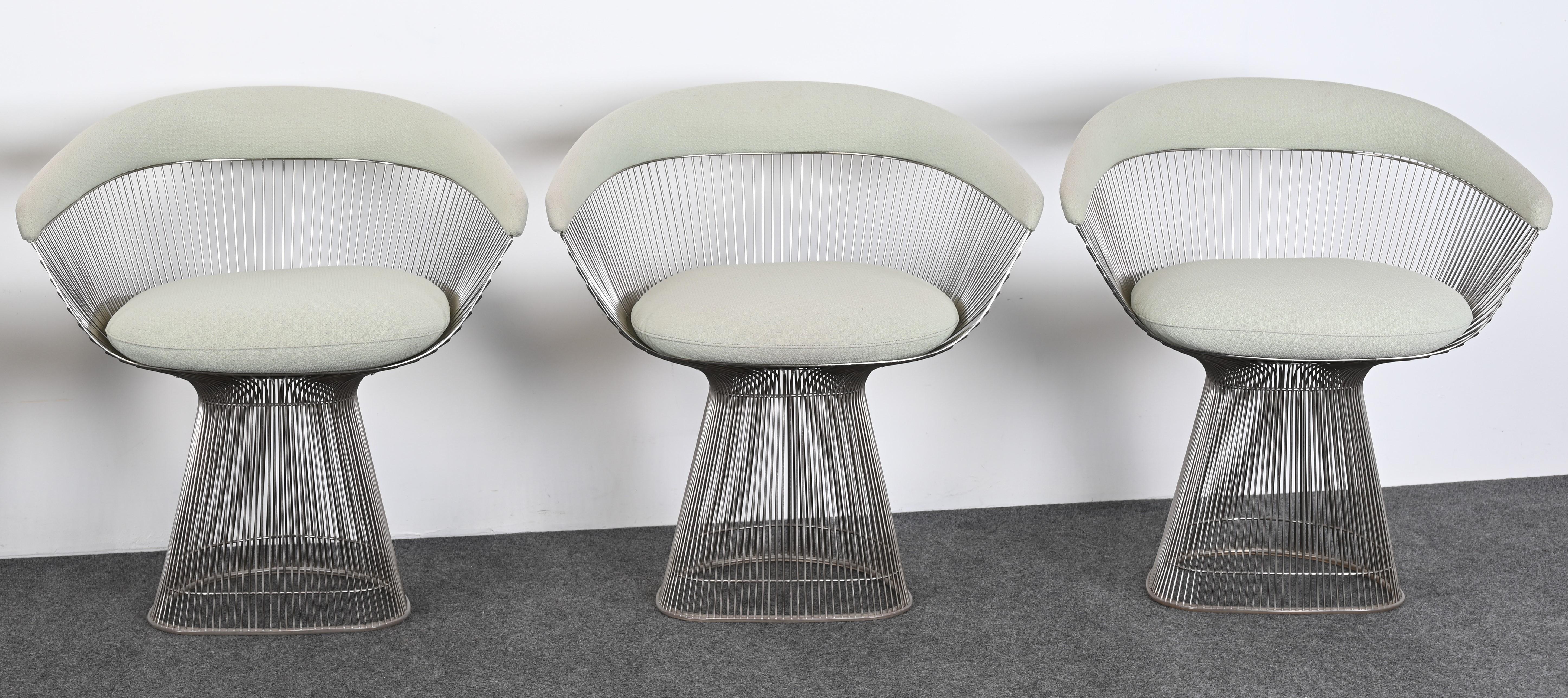 Steel Set of Six Dining Chairs Designed by Warren Platner for Knoll, 20th Century For Sale