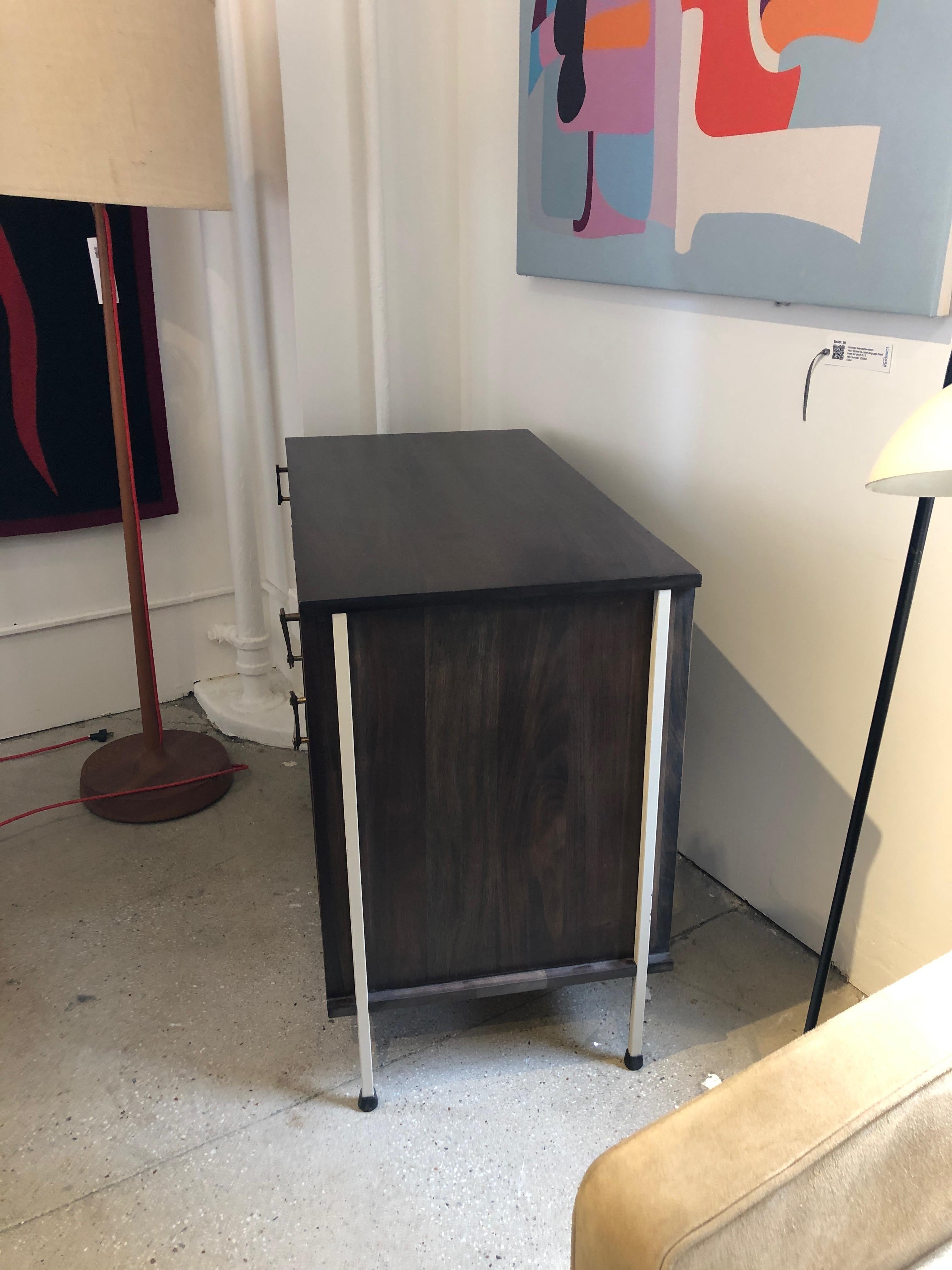 Mid-20th Century Knoll and Drake Walnut Cabinet with Sliding Doors
