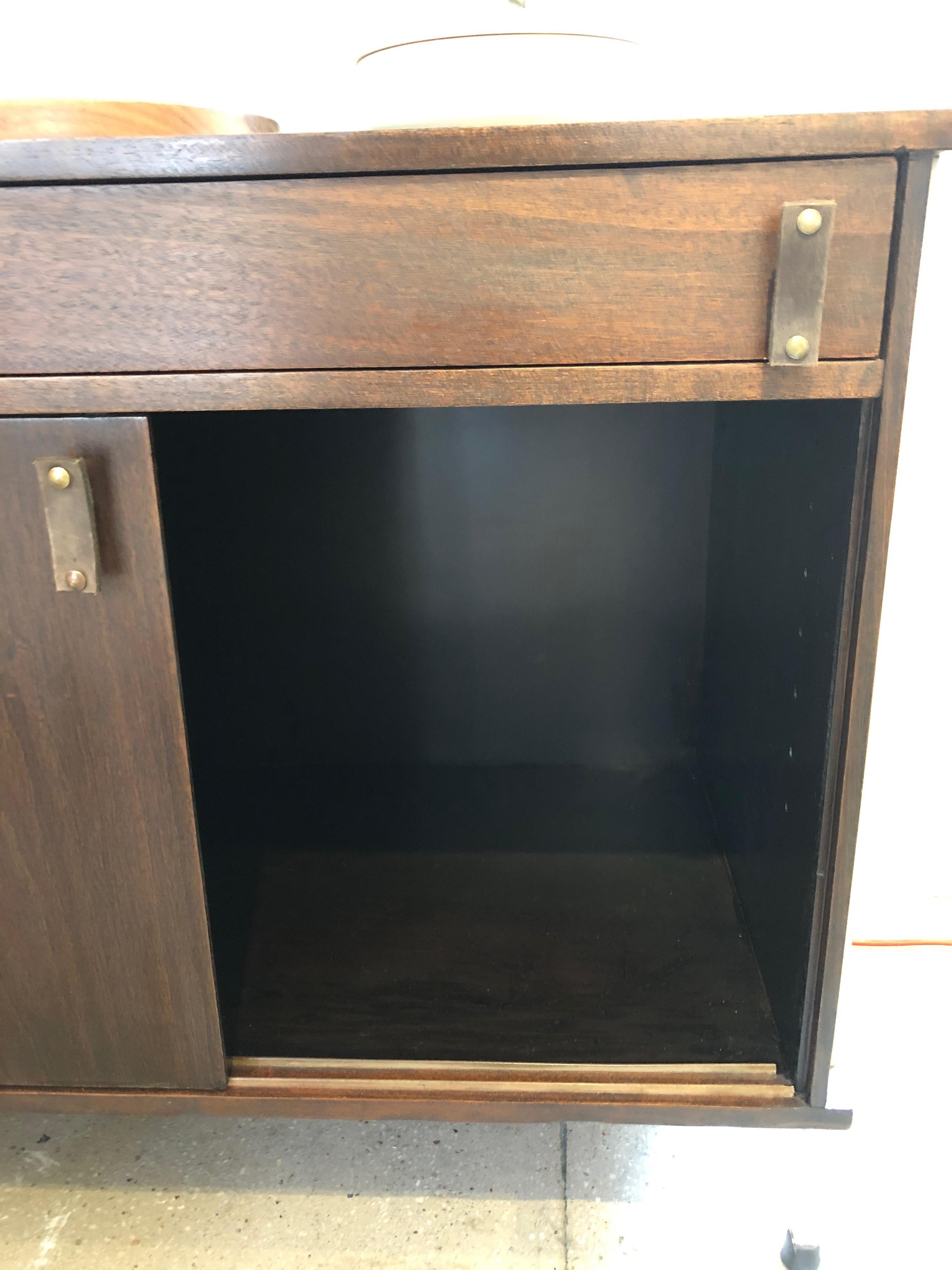 Knoll and Drake Walnut Cabinet with Sliding Doors 2