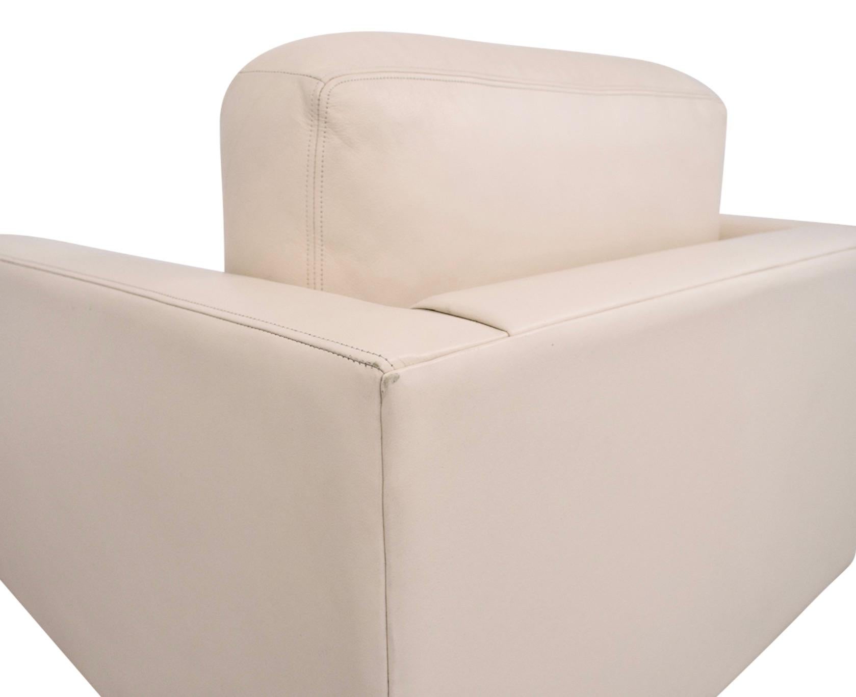 Modern Knoll D’Urso Custom Cream Leather Lounge Armchair, 2009
