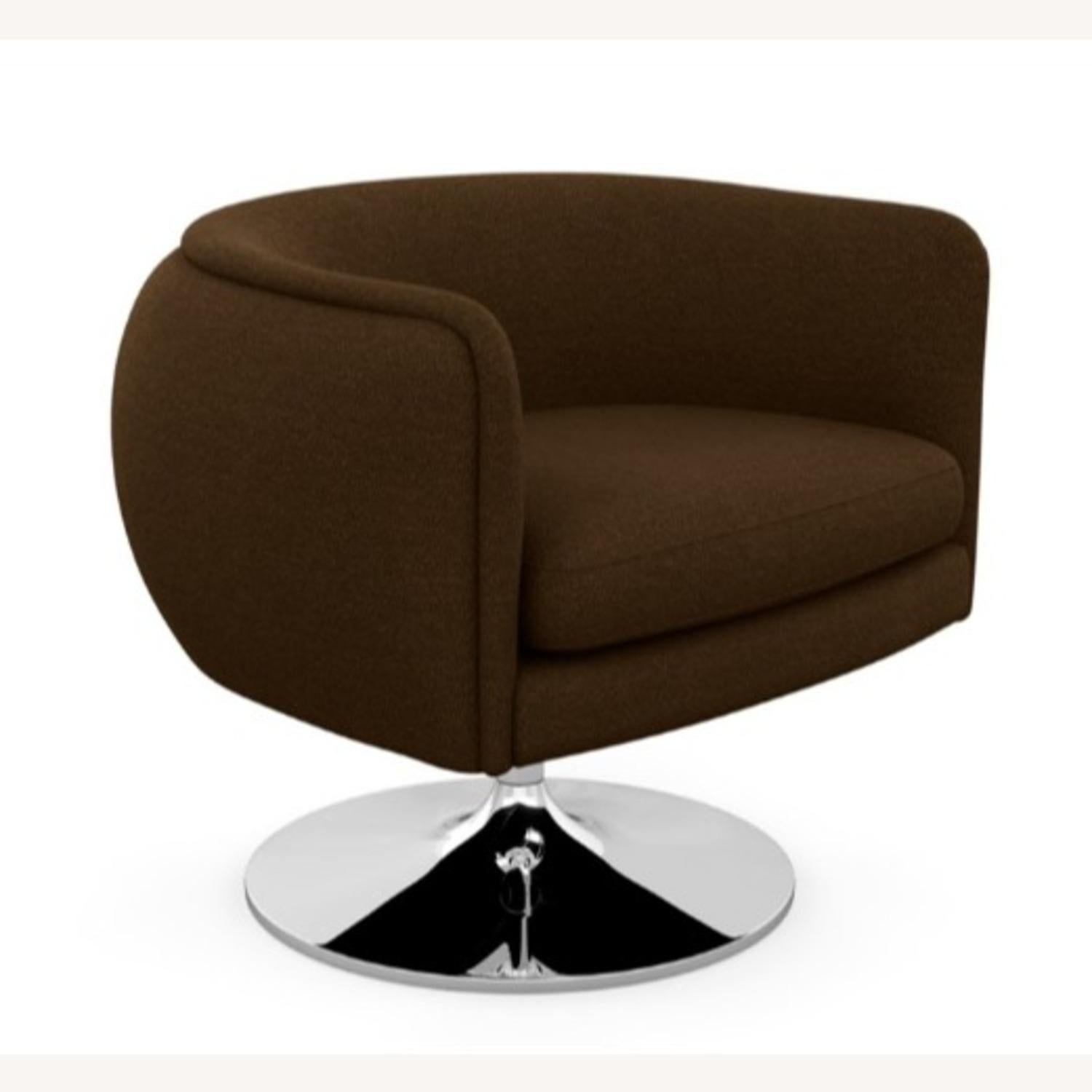 Contemporary Knoll D’Urso Modern Swivel Club Lounge Chair in Pumpernickel Wool Bouclé, Steel