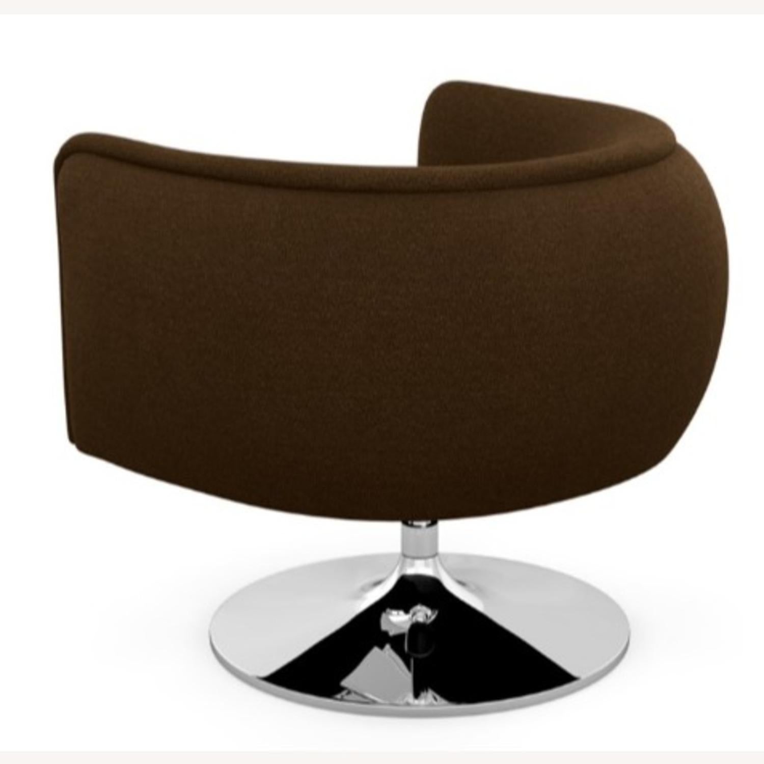 Textile Knoll D’Urso Modern Swivel Club Lounge Chair in Pumpernickel Wool Bouclé, Steel
