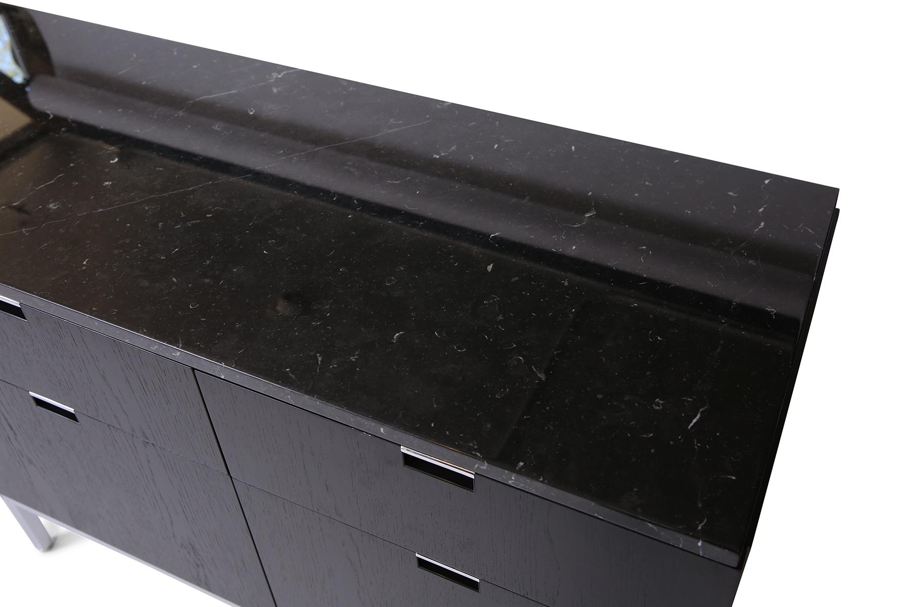 Late 20th Century Knoll Ebonized Credenza with Nero Marquina Marble Top