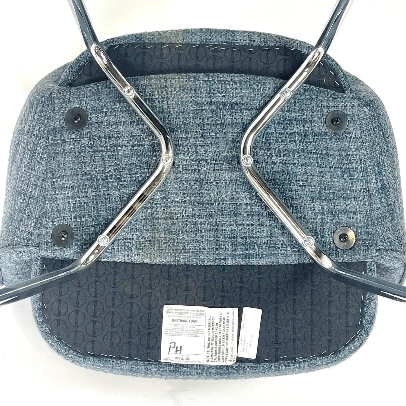 20th Century KNOLL Eero Saarinen Executive Armchair- Textured Blue Knoll Upholstery