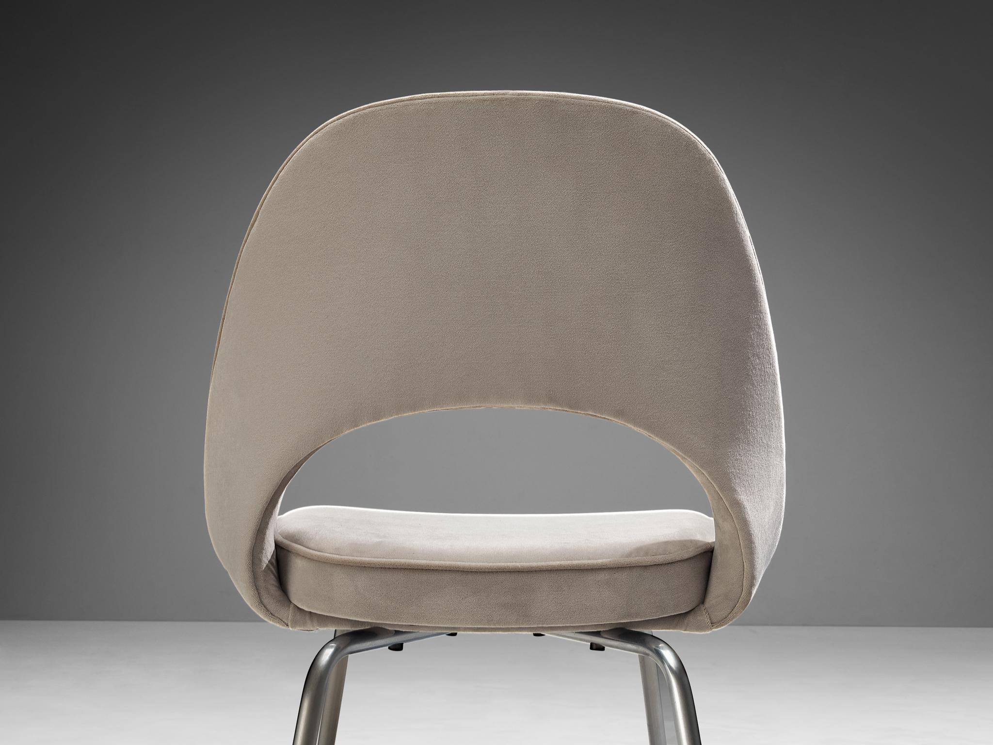 Knoll Eero Saarinen for Knoll Set of Six Chairs in Grey Velvet 5