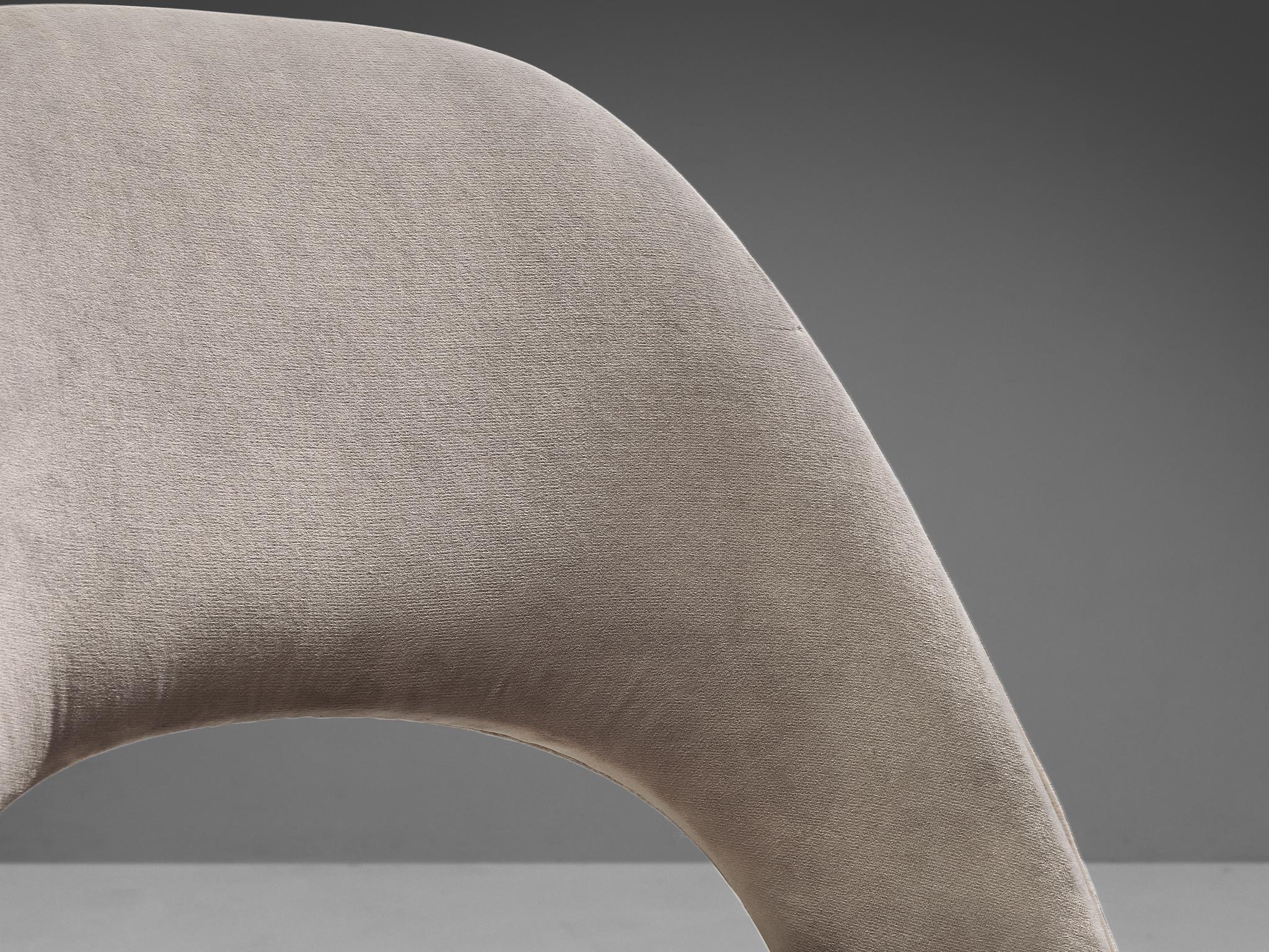 Knoll Eero Saarinen for Knoll Set of Six Chairs in Grey Velvet  For Sale 3