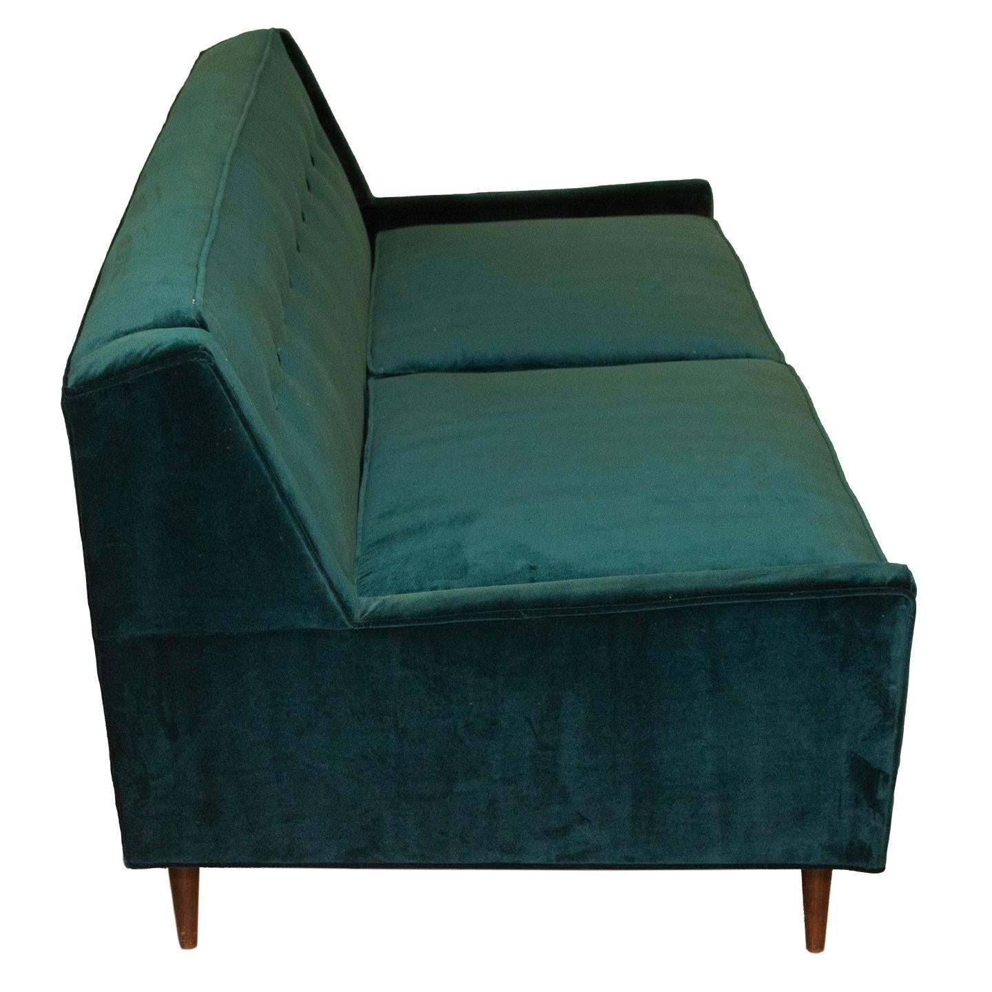 Sofa aus smaragdgrünem Performance-Samt der Knoll-Ära (Moderne der Mitte des Jahrhunderts) im Angebot