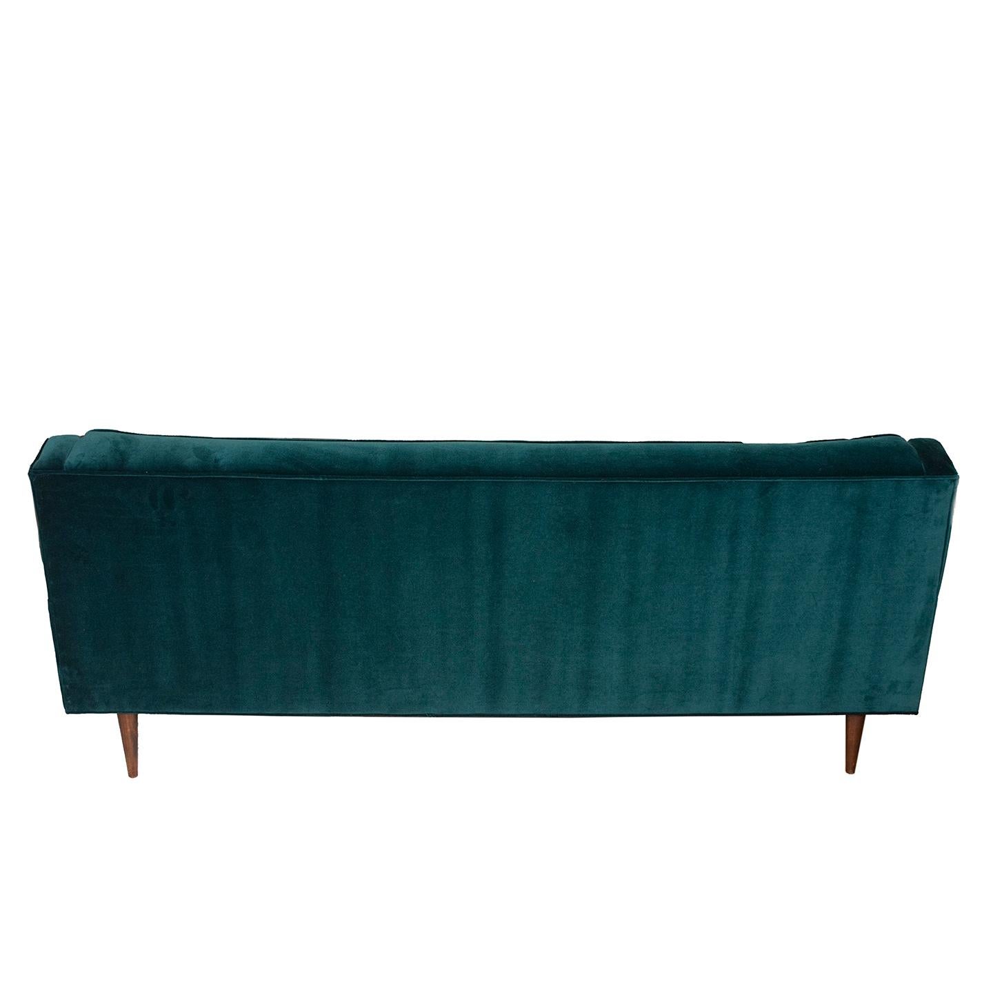 Sofa aus smaragdgrünem Performance-Samt der Knoll-Ära (amerikanisch) im Angebot