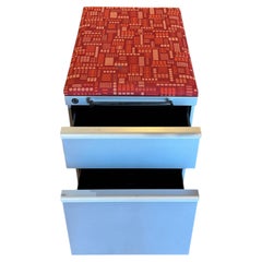 Knoll File Cabinet with Upholstered Top on Casters Metal
