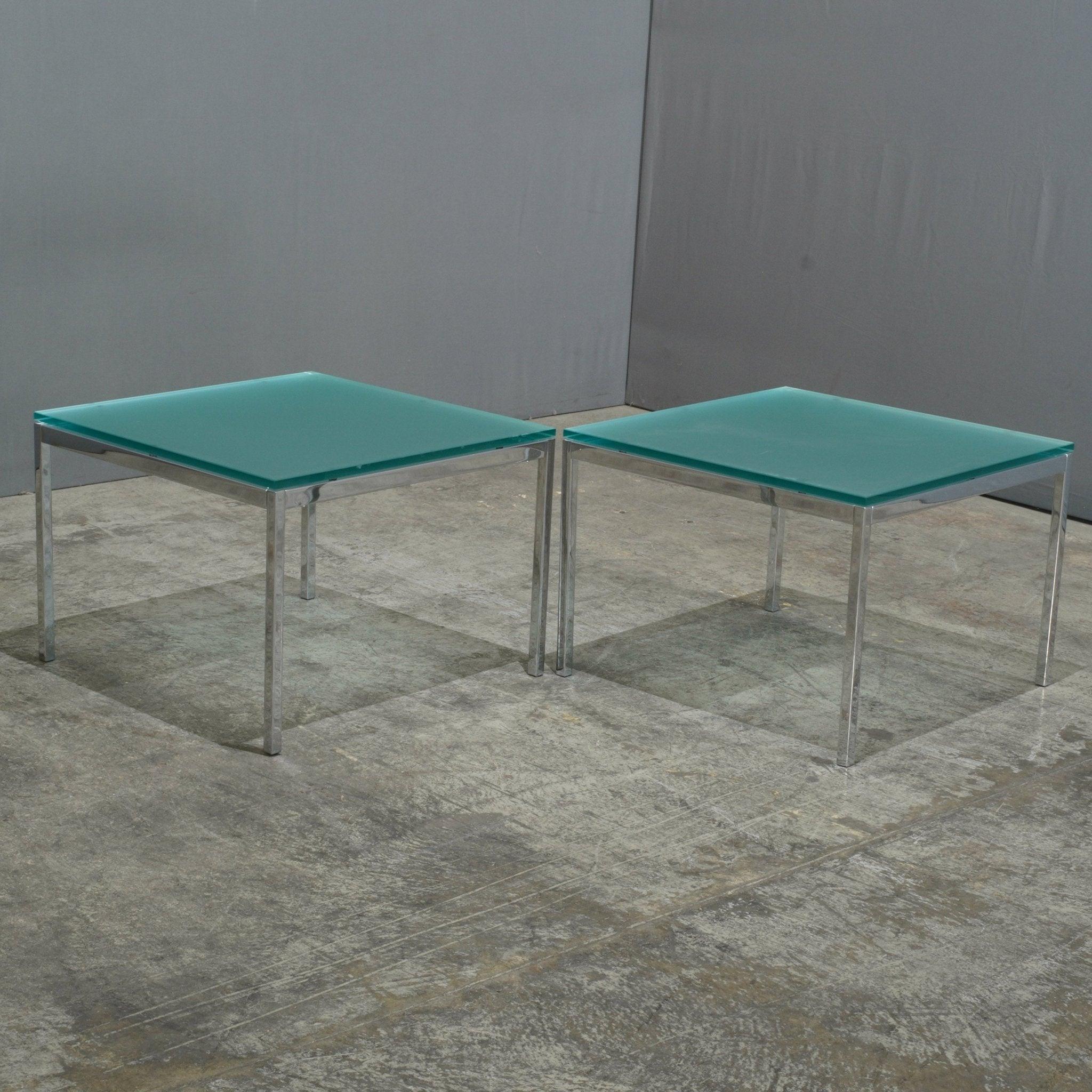 Steel Knoll Frosted Glass Square Coffee Table