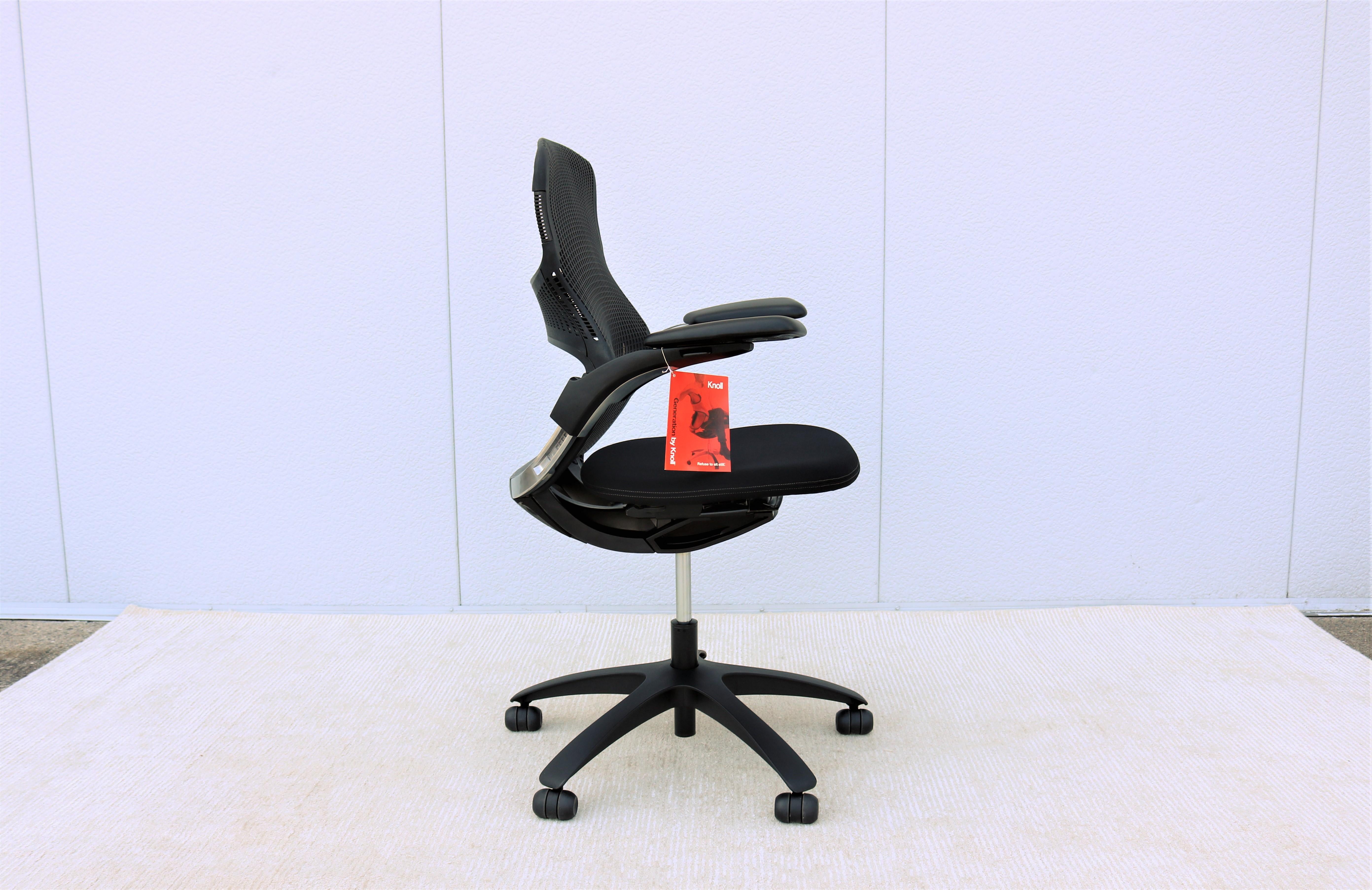 Chaise de bureau ergonomique noire de la génération Knoll entièrement réglable, neuve en vente 4