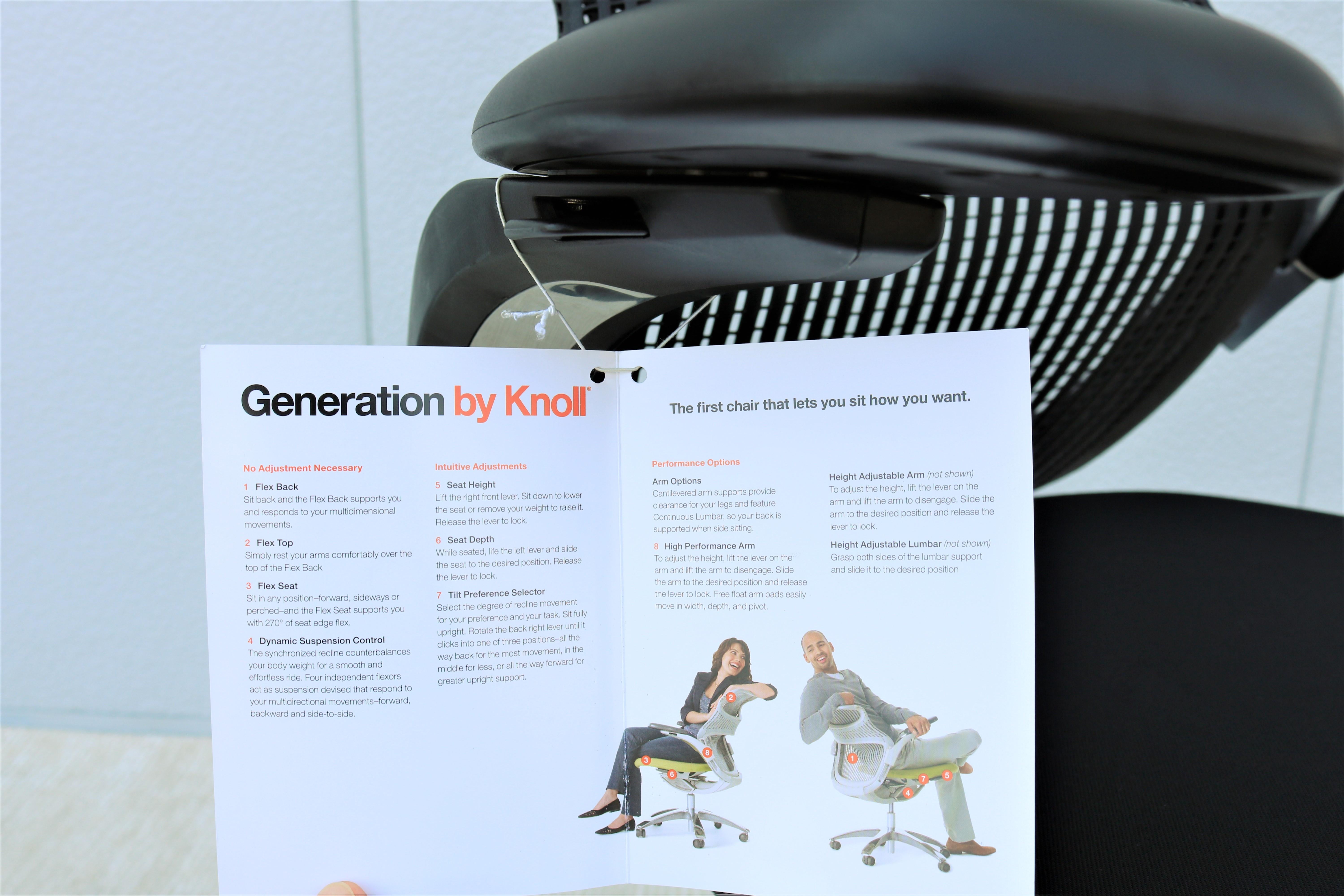 Chaise de bureau ergonomique noire de la génération Knoll entièrement réglable, neuve en vente 8
