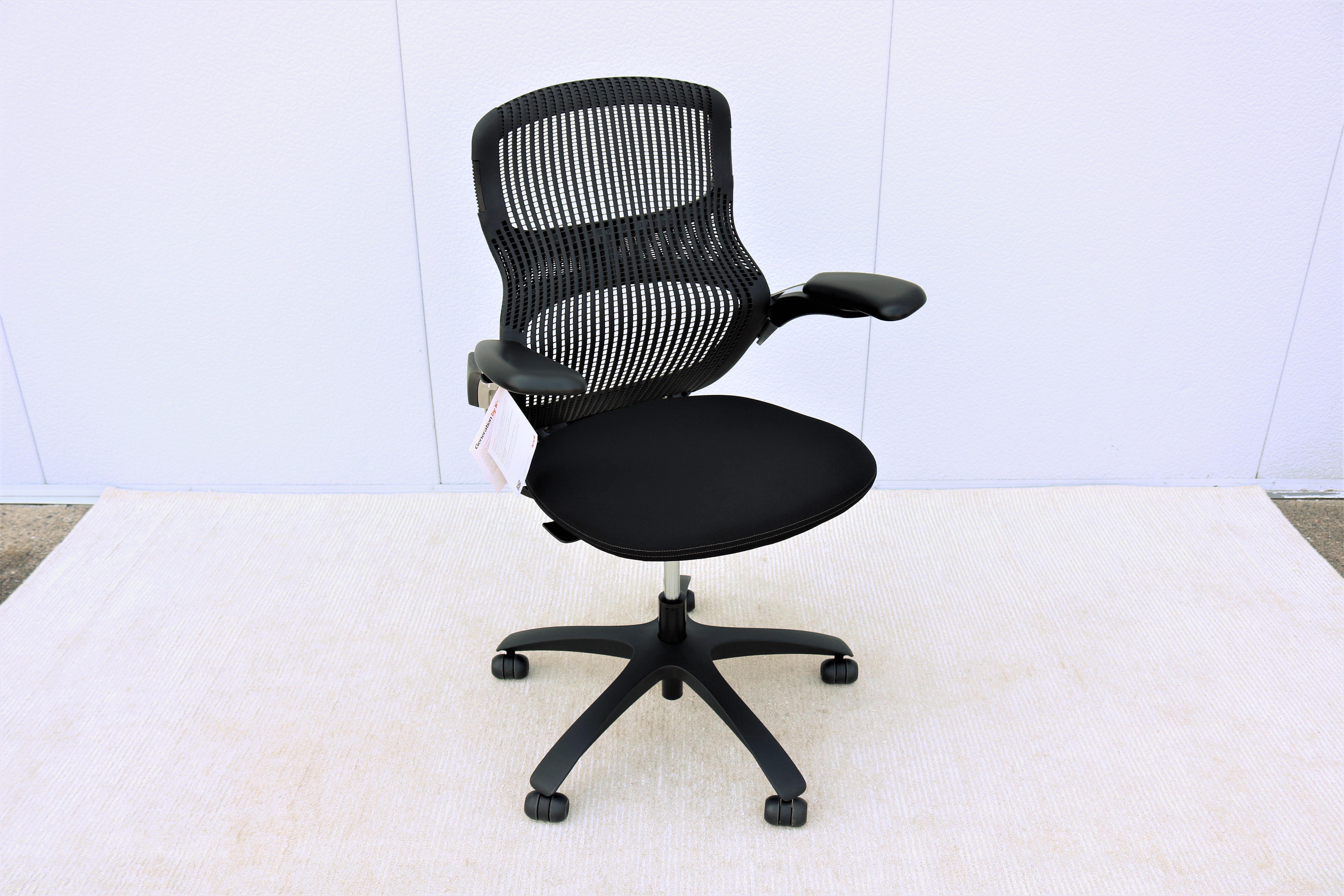 Moderne Chaise de bureau ergonomique noire de la génération Knoll entièrement réglable, neuve en vente