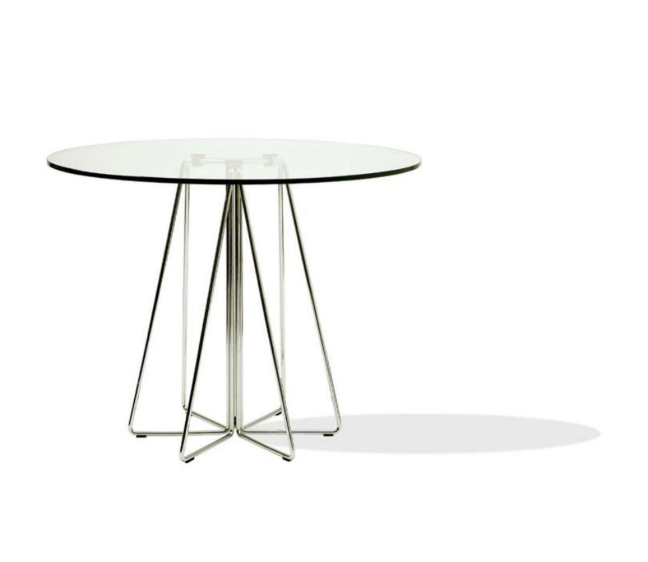 Italian Knoll Glass & Chrome Paperclip Dining Table by Massimo Vignelli