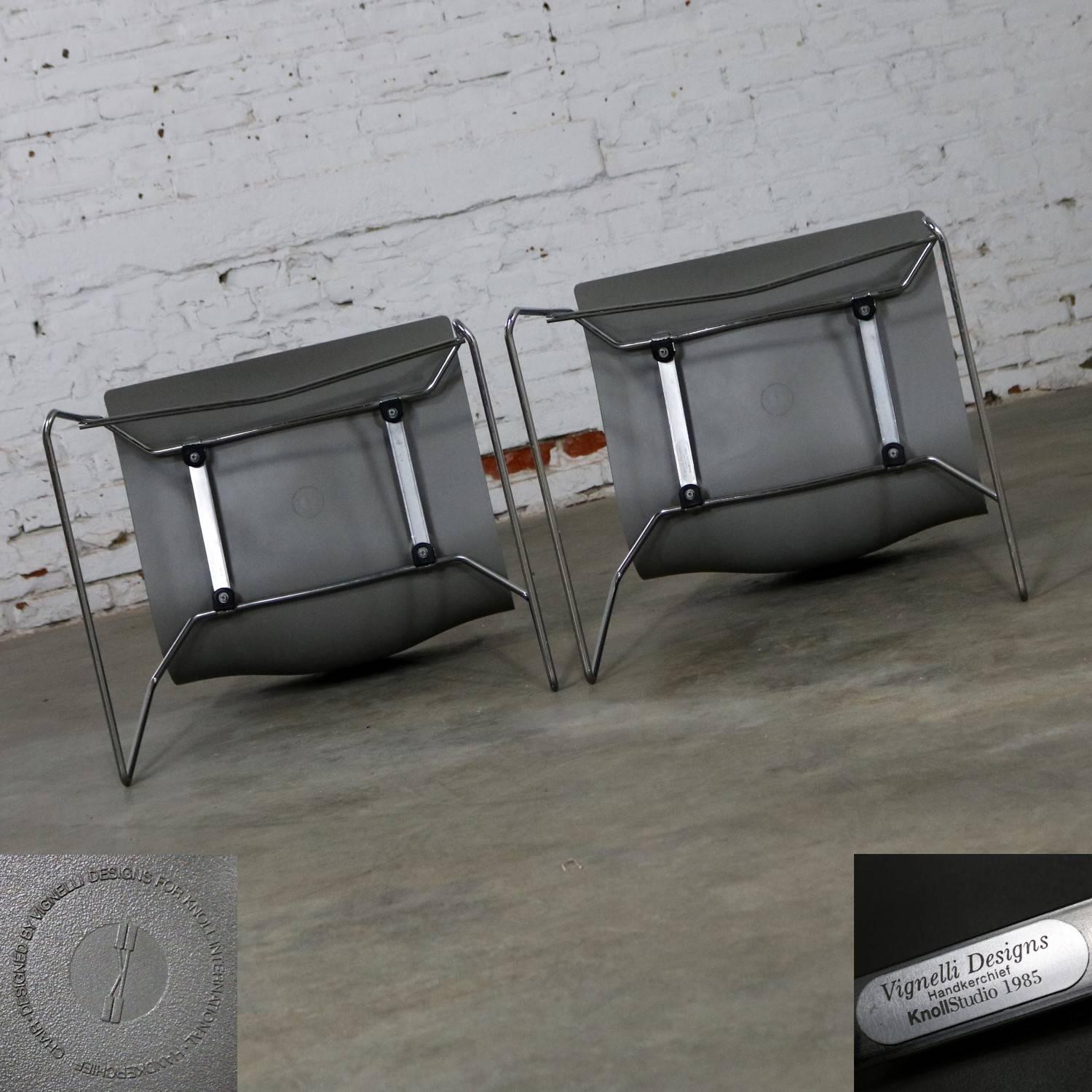 20th Century Knoll Handkerchief Side Chairs in Gray by Massimo & Lella Vignelli a Pair