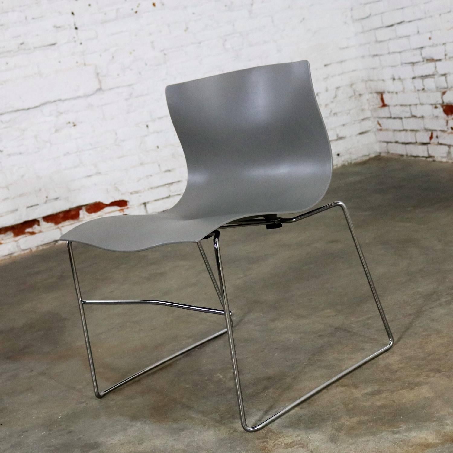 Chrome Knoll Handkerchief Side Chairs in Gray by Massimo & Lella Vignelli a Pair