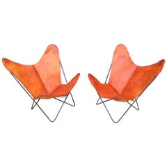 Knoll Hardoy Vintage BFK Butterfly Sling Chairs with New Leather