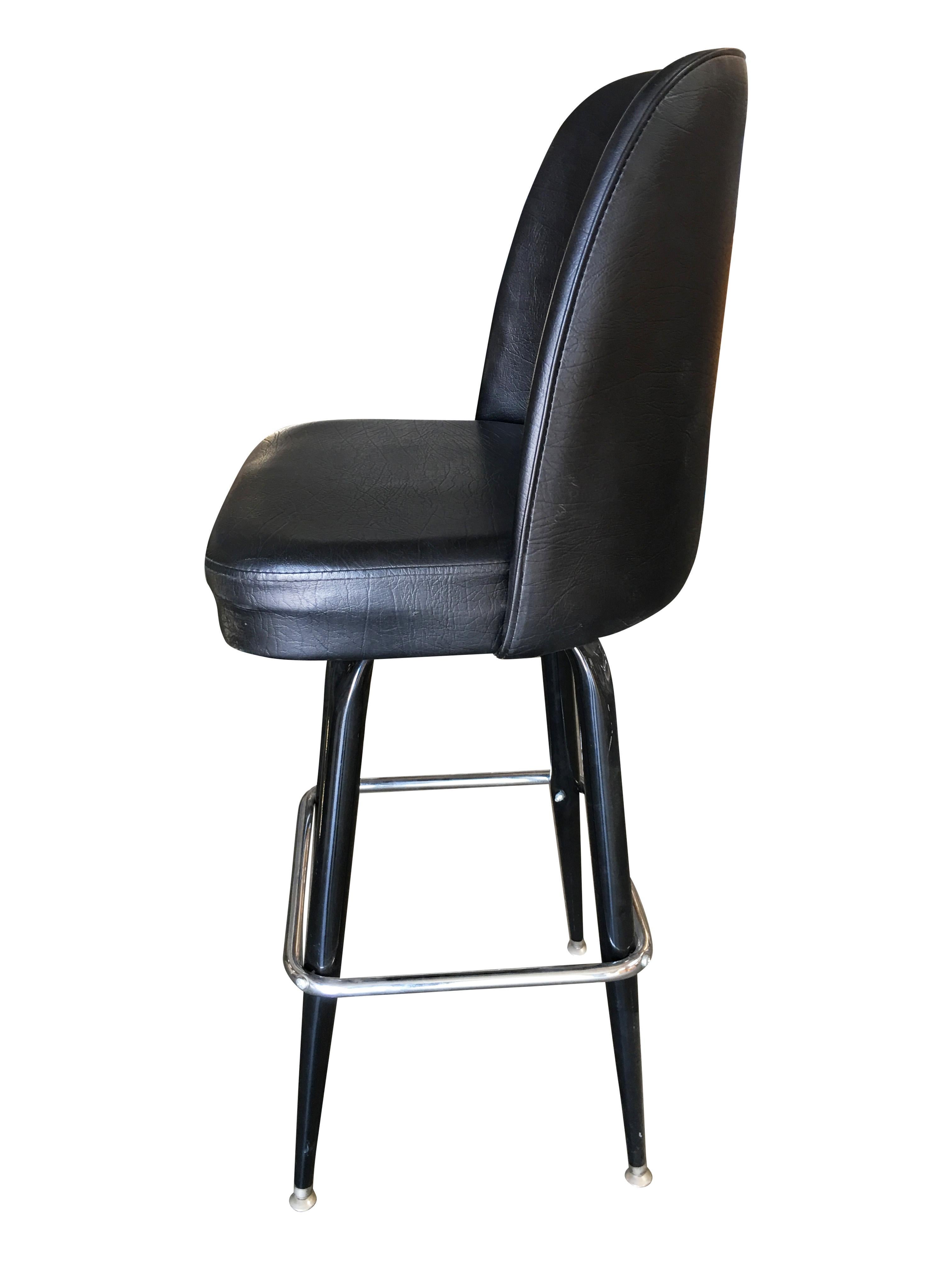 Chinese Knoll Inspired Modernist Lounge Swivel Bar Stool, Set of Four