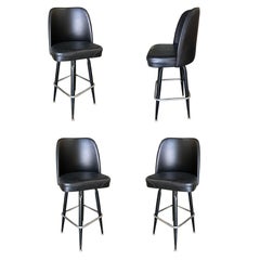 Vintage Knoll Inspired Modernist Lounge Swivel Bar Stool, Set of Four