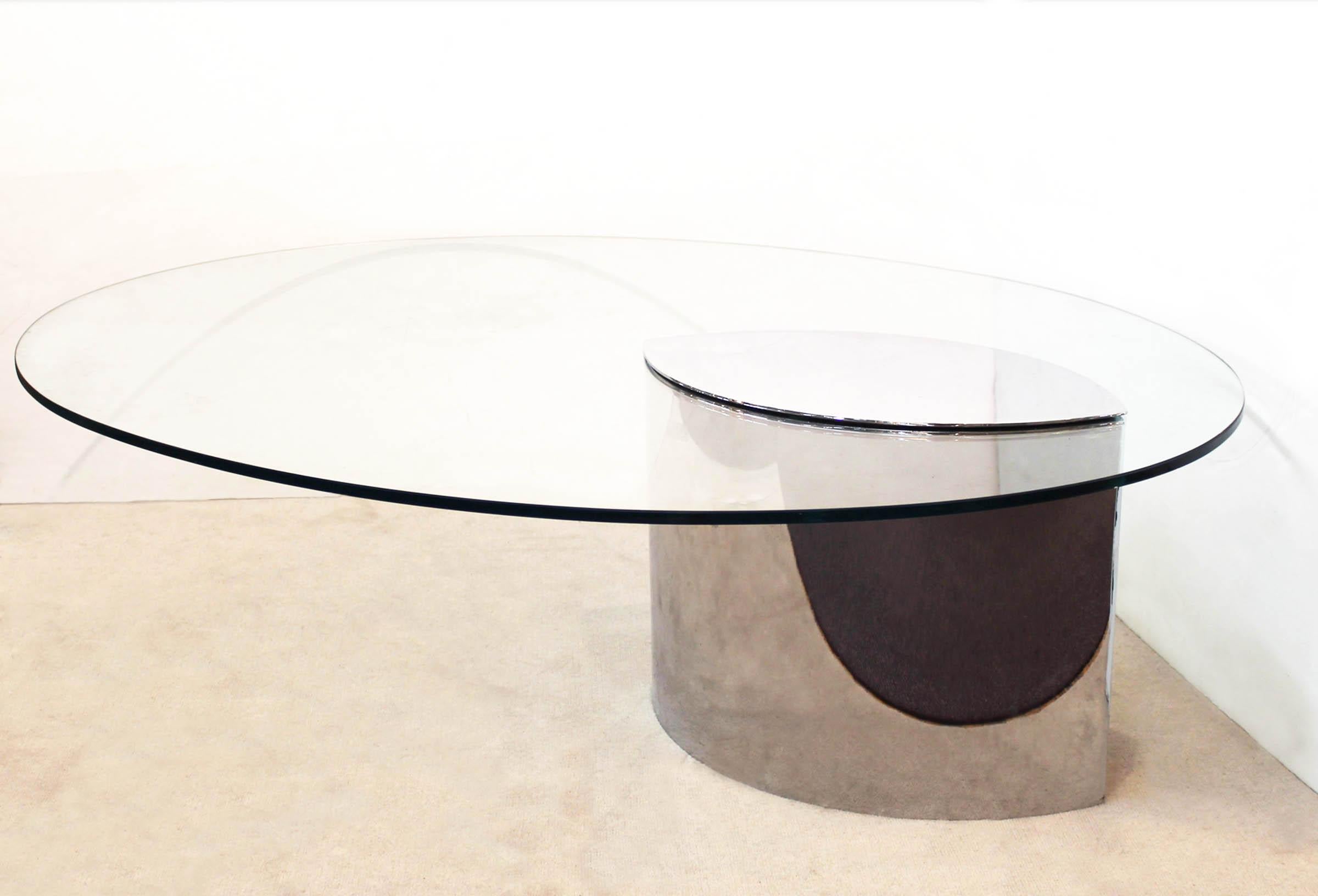 Italian Knoll International Cini Boeri  Luxurious Stainless Steel Lunario Coffee Table For Sale