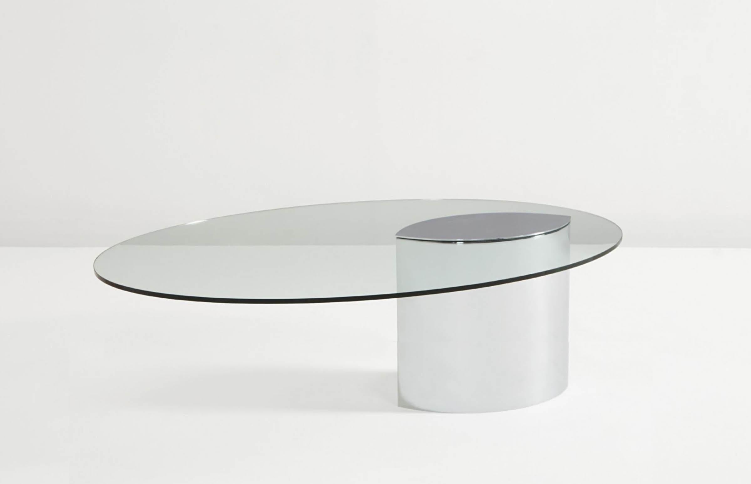 Knoll International Cini Boeri  Luxurious Stainless Steel Lunario Coffee Table In Good Condition For Sale In Morbio Inferiore, CH